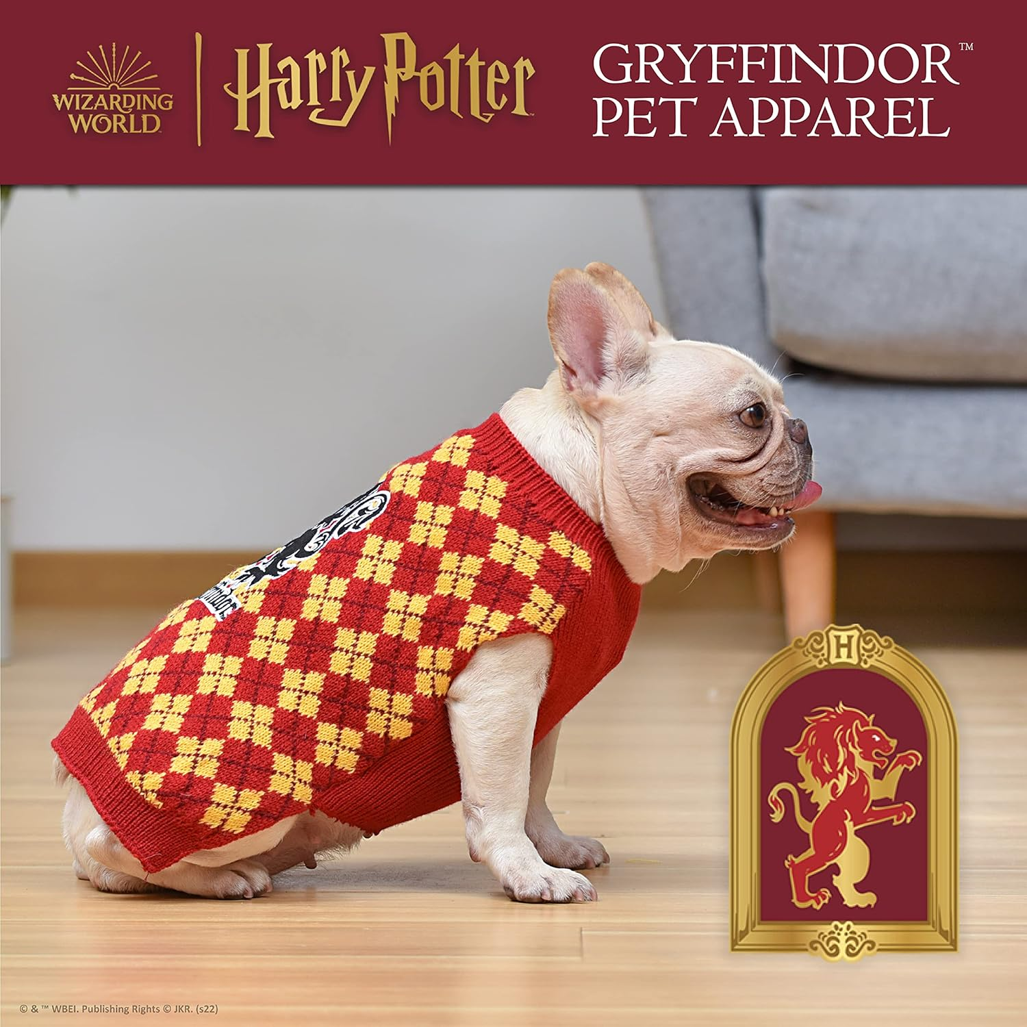 Harry Potter Gryffindor Pet Sweater - Medium | Dog Costume FF19070 | Hogwarts Houses Dog Apparel & Accessories, Gryffindor Red image number 1