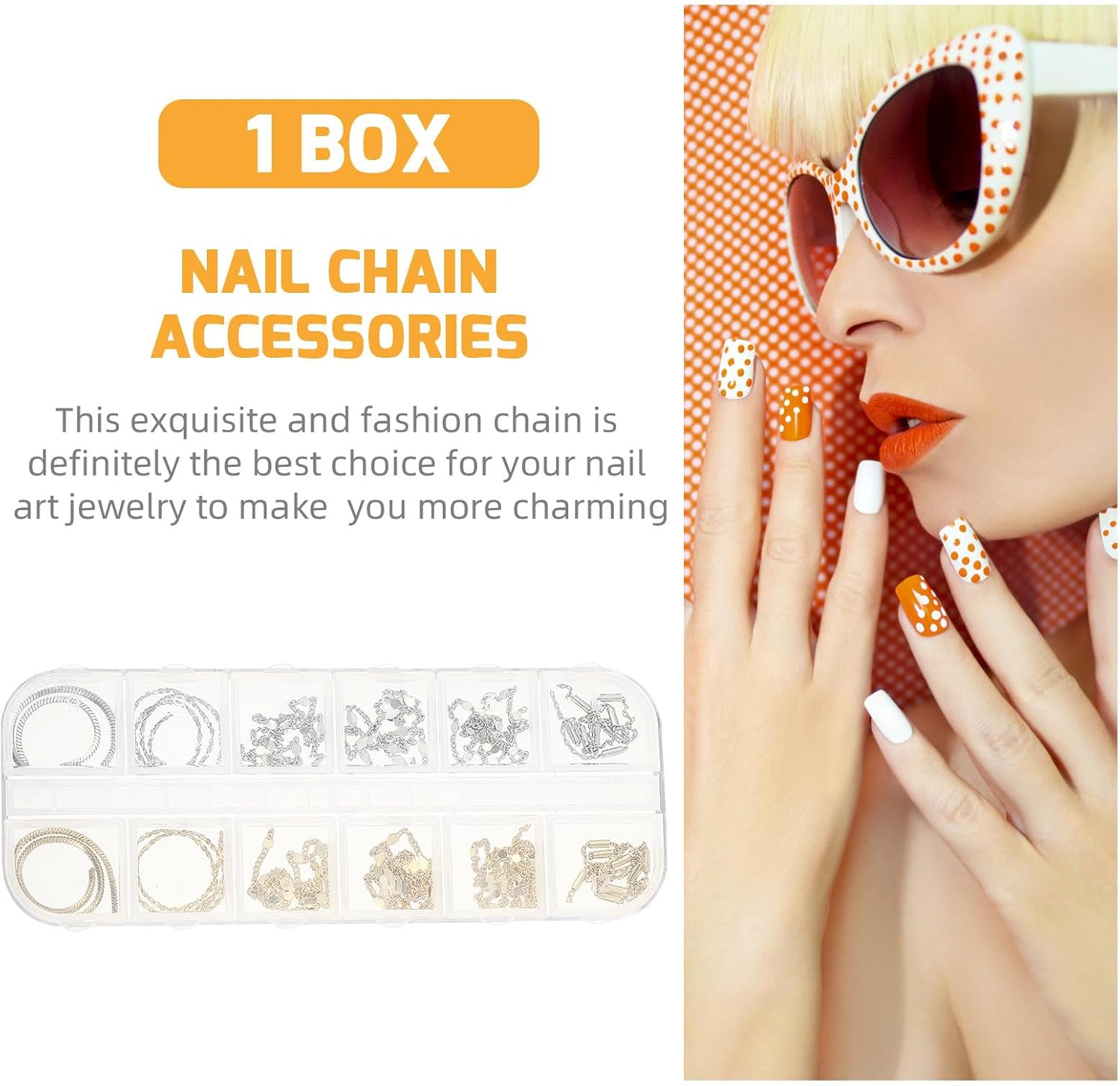 Iplusmile Creative Nail Art Metal Chain Jewelry DIY Accessories Box, Manicure Decoration Kit with Metal Chains for Nail Art Designs in Australia image number 2