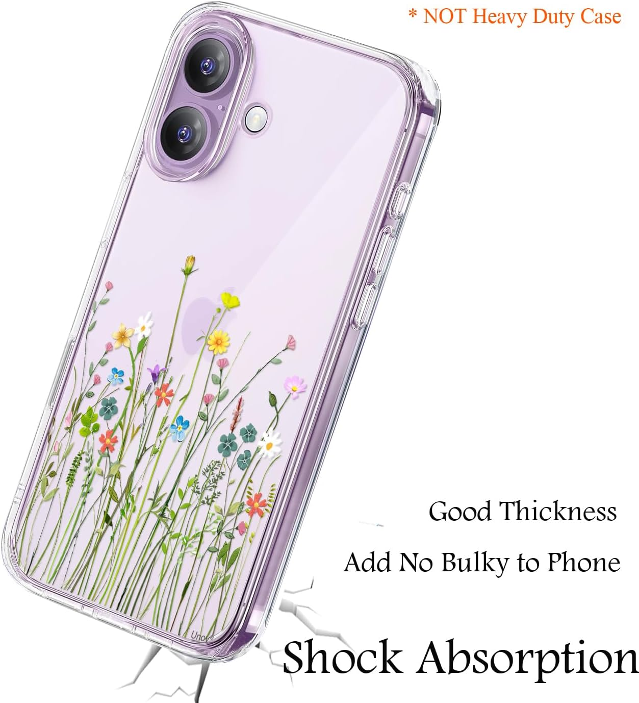 Unov Case Compatible with Iphone 17 Case Clear with Design Embossed Floral Pattern Soft TPU Bumper Slim Protective 6.3 Inch (Flower Bouquet) image number 3