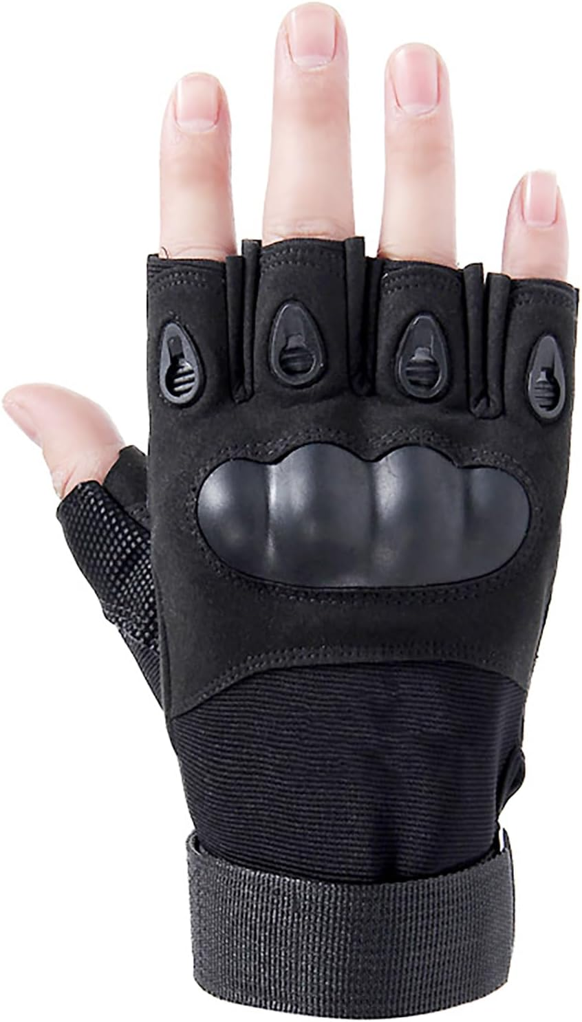 Cubeplug Mens Breathable Padded Fingerless Motorcycle Gloves Half Finger Gloves for Cycling Hiking Climbing Outdoor Sports