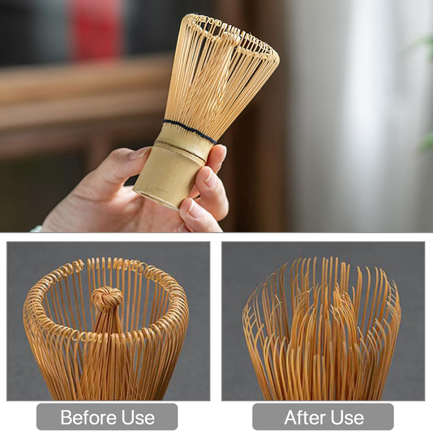 3PCS Matcha Tea Whisk Set, Tea Steeper Stirring Matcha Kits, Handmade Matcha Whisk image number 2