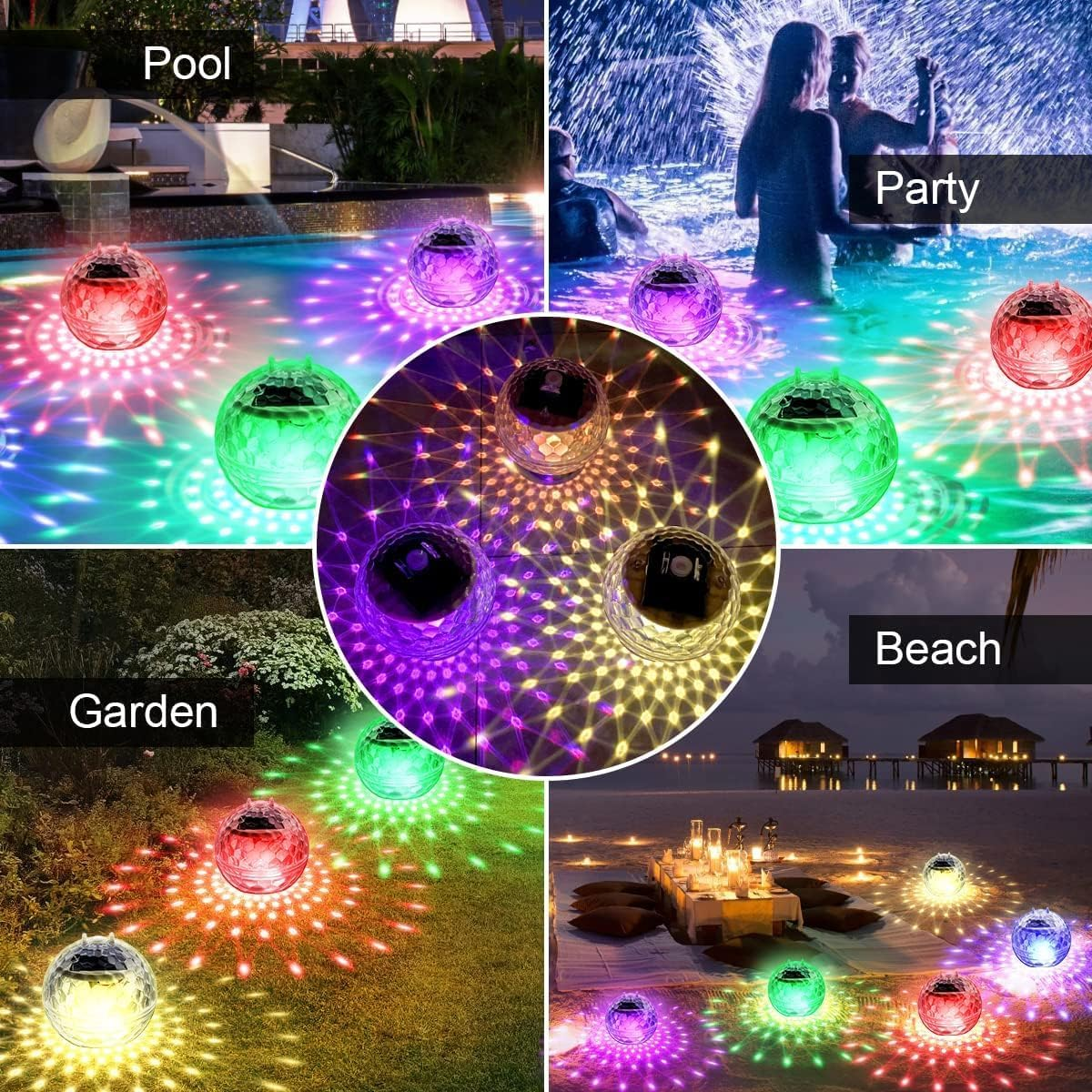LED Pool Light,Swimming Pool Lights Floating,Solar Pool Lights with RGB Color Changing Solar Pool Lights That Float,Outdoor LED Pool Lights for Hot Bath Tub,Pool,Pond,Garden,Spa Party Decorations image number 2
