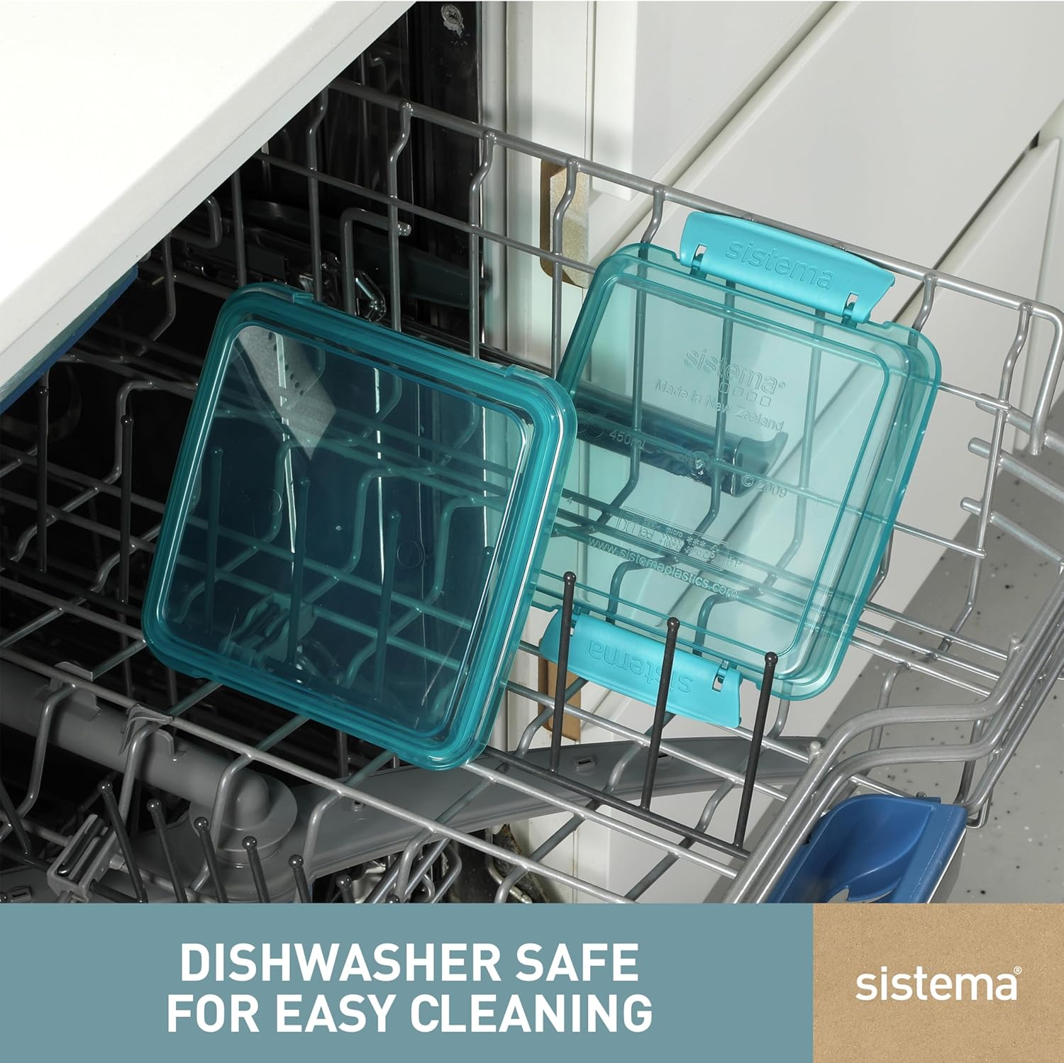 Sistema Ocean Bound Plastic Sandwich Box | 450Ml Food Storage Container and Lunch Box| Bpa-Free, Made Using Recycled Plastic | Teal or Blue (Colour Not Selectable) | 1 Count image number 3