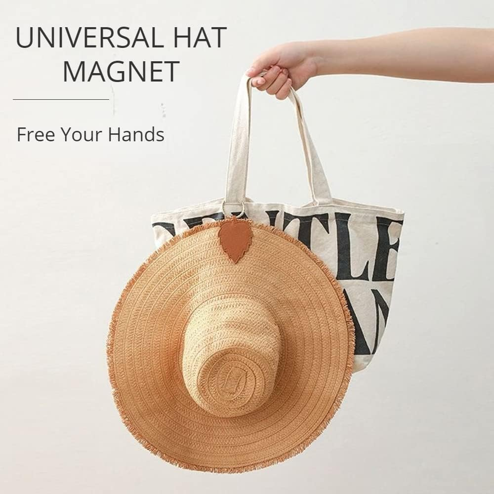 Hat Clip Magnetic,Pu Leather Hat Holder for Traveling Bags, Backpacks, Purses, Totes Travel Accessory Hat Companion - Pink image number 5