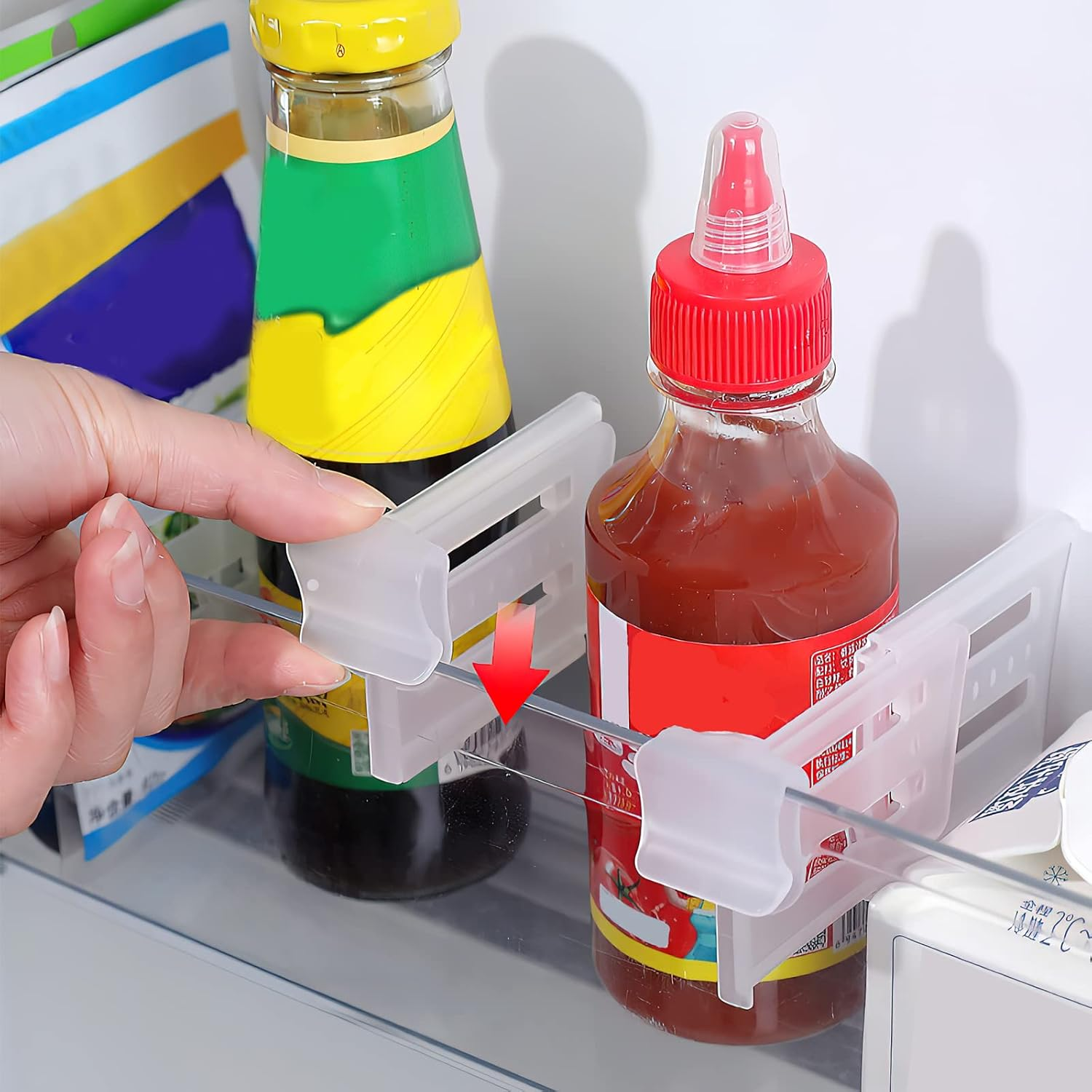 DAWRIS Fridge Organiser, Set of 16, Kitchen Storage Box, Organisation, Adjustable Drawer Insert, Extendable Drawers, Shelf Insert in Kitchen Cabinet for Kitchen, Fridge, Cabinets