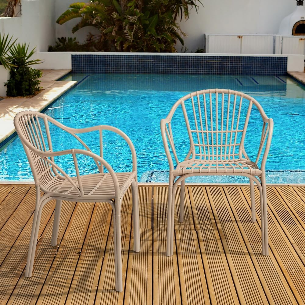 Furb Camel Dining Chairs, Plastic Kitchen Chairs Set of 2 image number 4