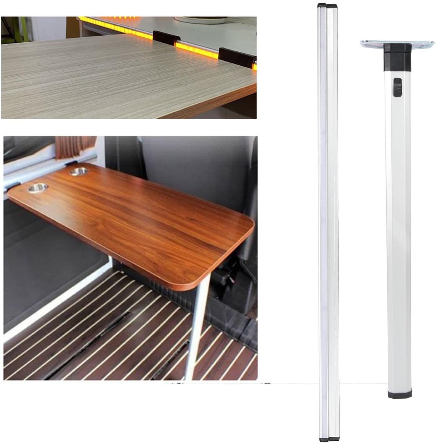 RV Foldable Table Leg, Aluminium Alloy Wall Mount Desktop Leg Stand for Dining Table Laptop Motorhome Vehicle Yachts Caravan Travel Camping with Guide Rail image number 4