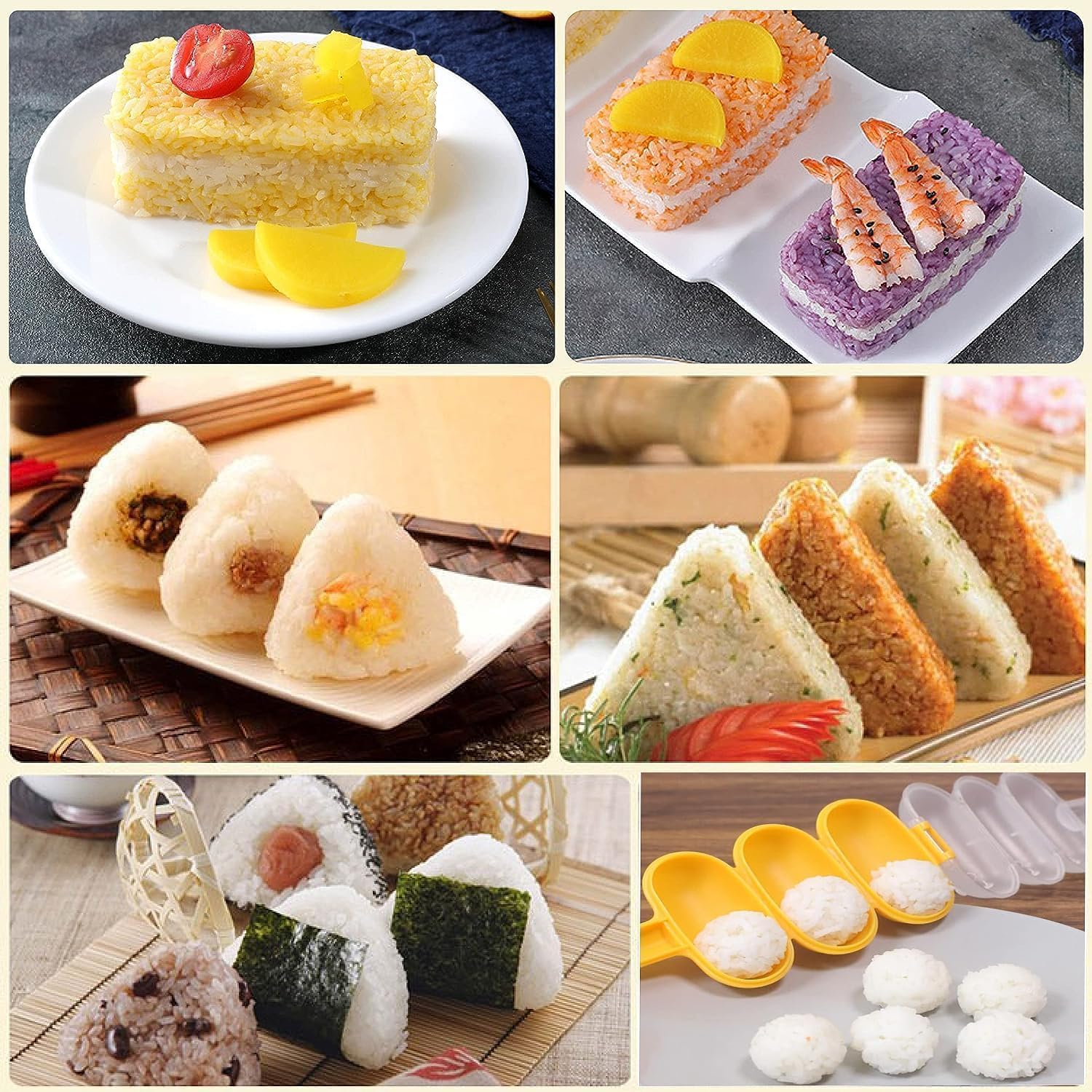5Pcs Sushi Making Kit Meat Press Musubi Maker Molds, Triangle Onigiri Rice Mold Triangle Sushi Mold Form Onigiri Rice Molds image number 6