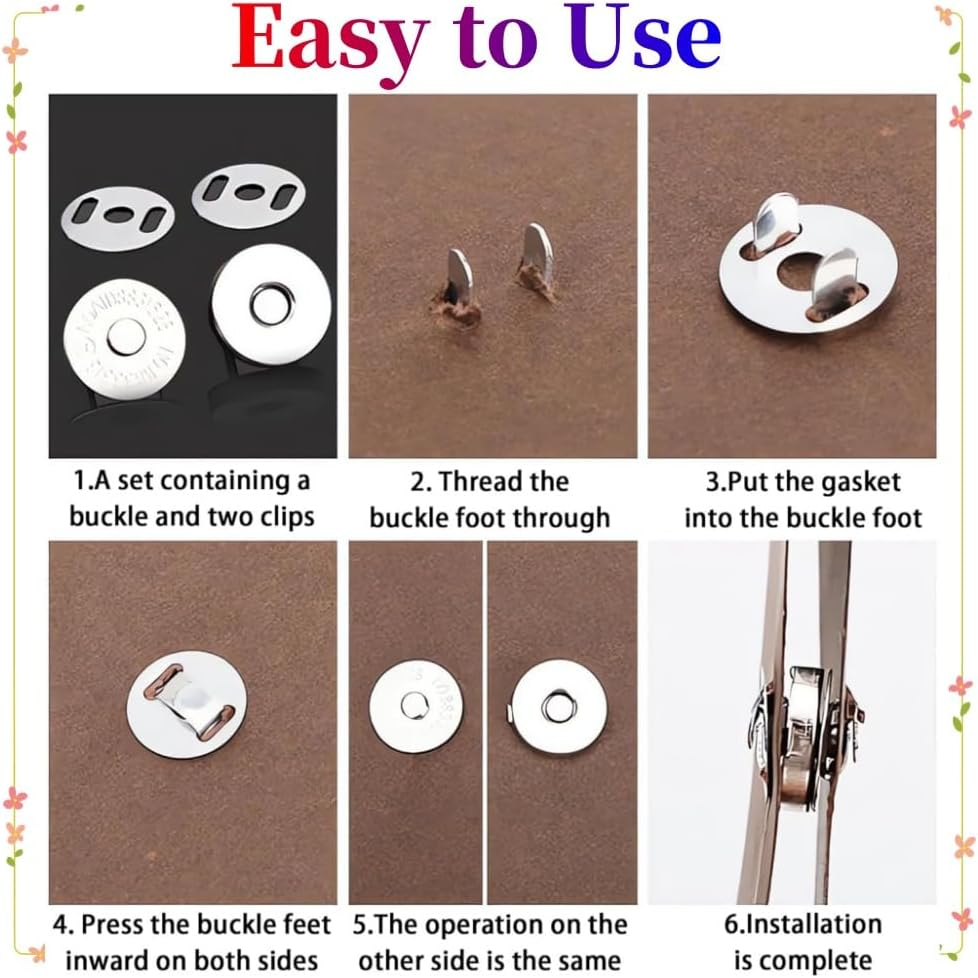 40 Pcs Magnetic Buttons Snap Clasps, 14Mm Metal Sewing Clasps Snaps for Clothes, Bags, Leather, Sewing DIY Craft (Silver and Gold) image number 4
