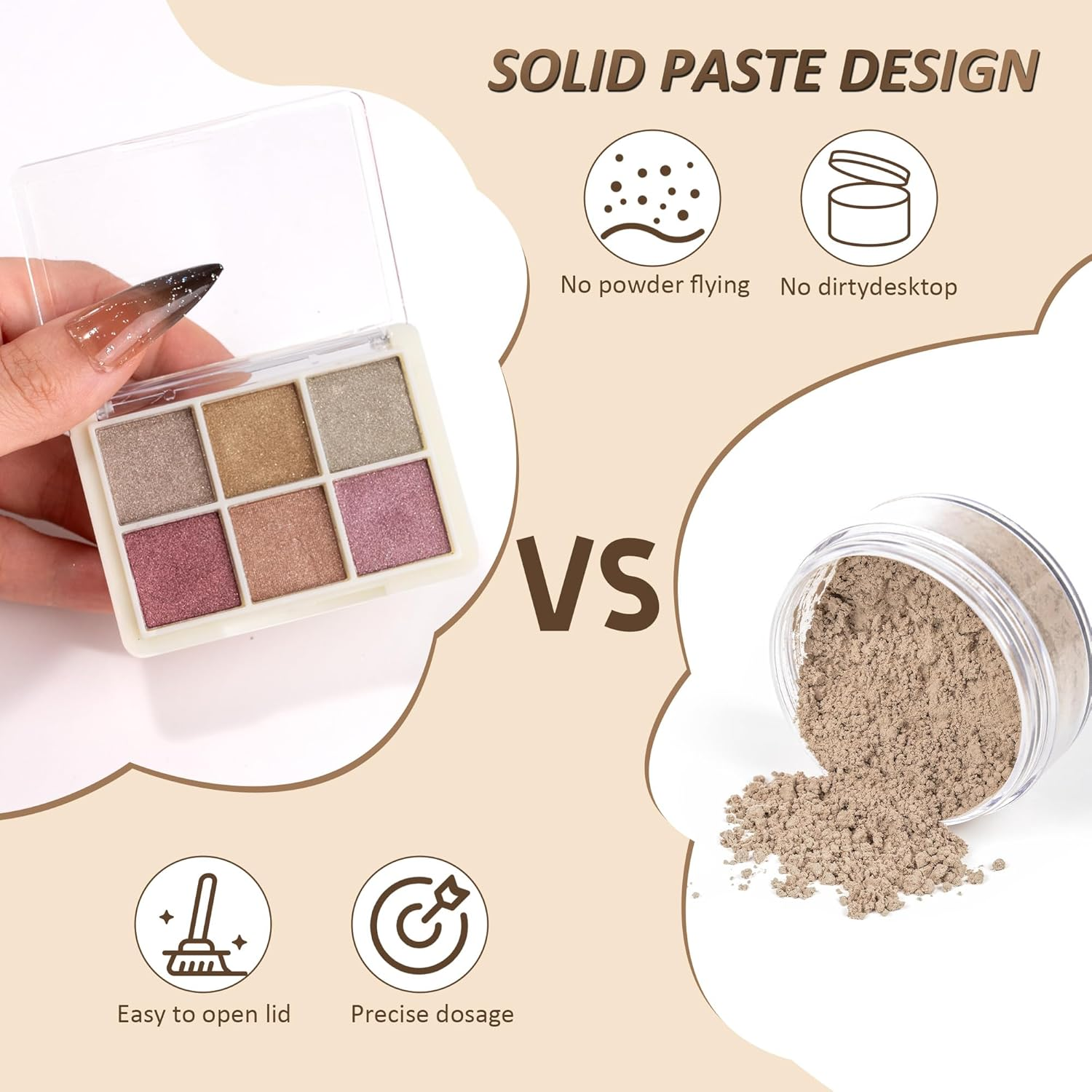 6 Grid Chrome Nail Powder Holographic Nail Powder Metallic Mirror Effect Pigment Pulver Solid Fingernail Dyestuff Multicolor Palette Aurora Dust for Gel Agnail Art Decoration Resin Craft Gifts image number 5