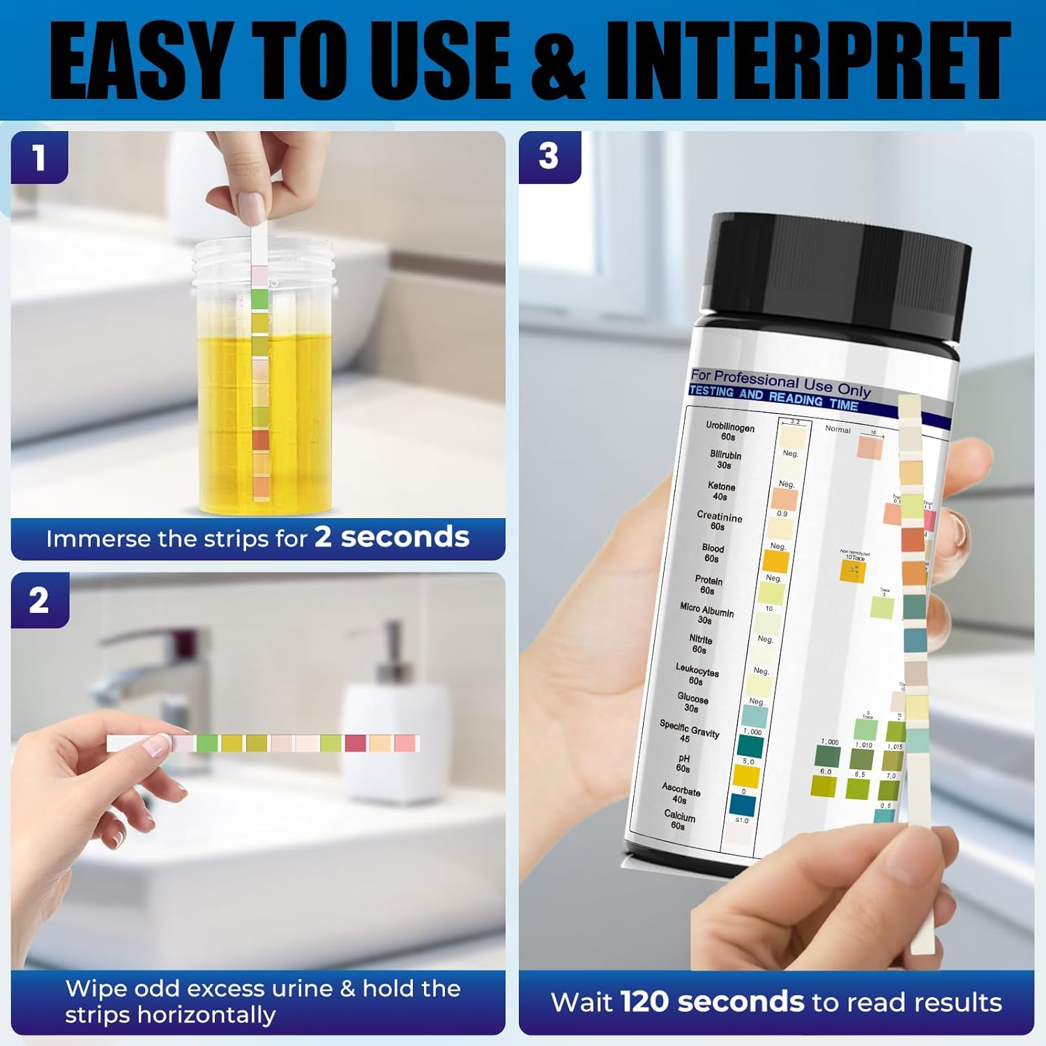 URS 10-In-1 UTI Urine Ketone Test Strips, Simple, Fast & Accurate Results. Urinalysis Home Testing Stick Kit for Ketone, Ph, Glucose, Nitrite, Leukocytes & More to Help Monitor Your Health, 100 CT image number 1