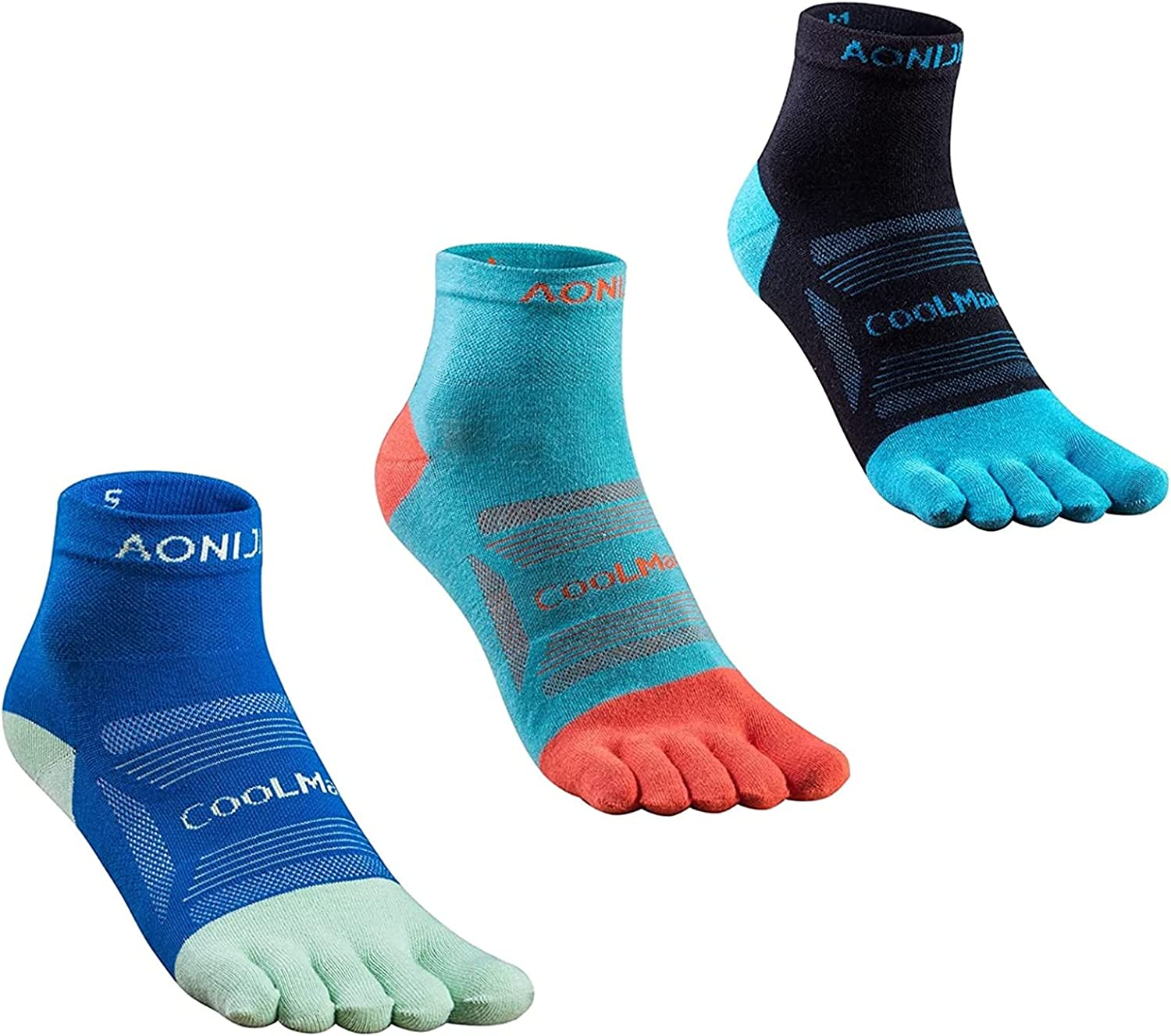 3 Pack Sports Low Cut Socks Men Women Toesocks Arch Support No Blister Five Finger Toe Socks