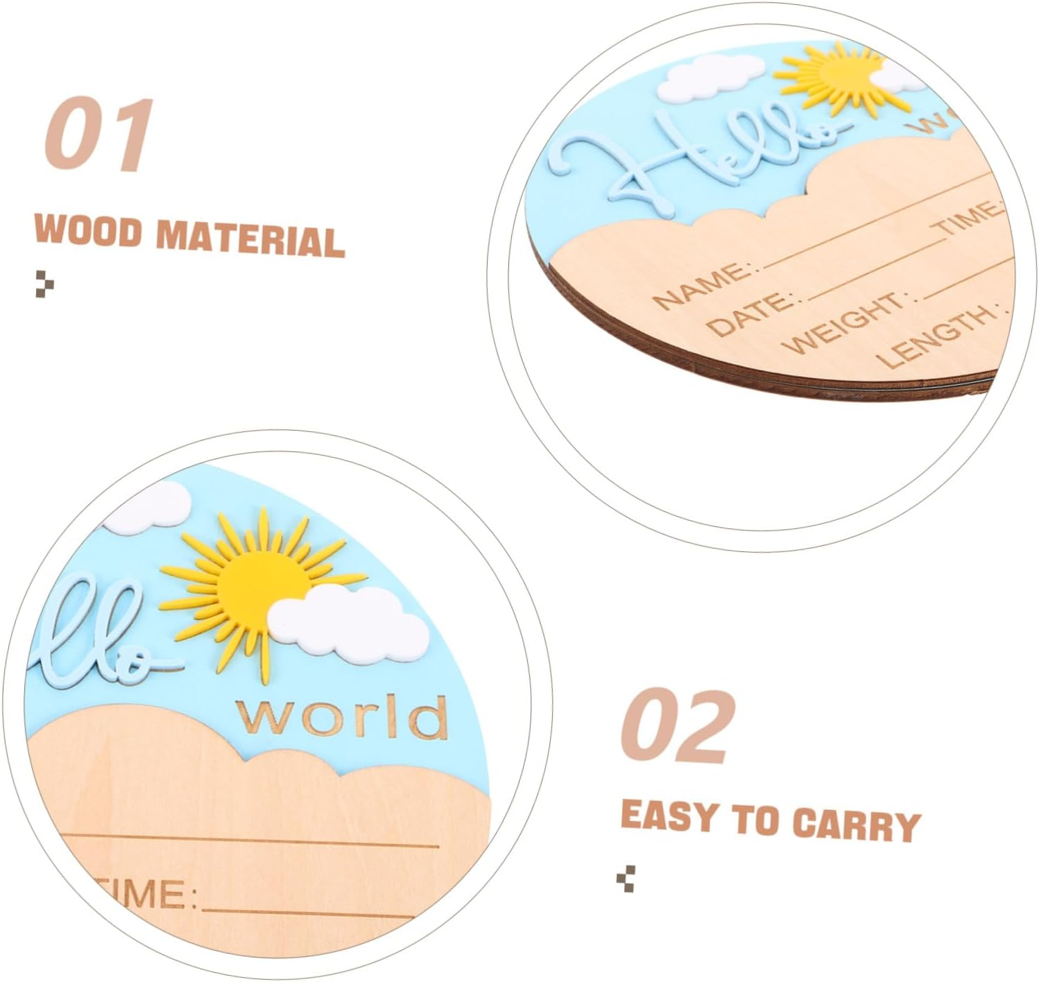 Wooden Newborn Announcement Sign Birth Name Plaque Unisex Welcome Photo Prop Shower Hospital Nursery Smooth Safe Keepsake image number 3