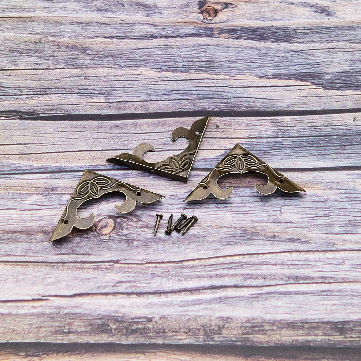 Ecsing 40Pcs Vintage Box Corner Protectors Antique Metal Corner Protector with Screws Decorative Edge Cover for Desk Cabinet Jewelry Box Bronze image number 1