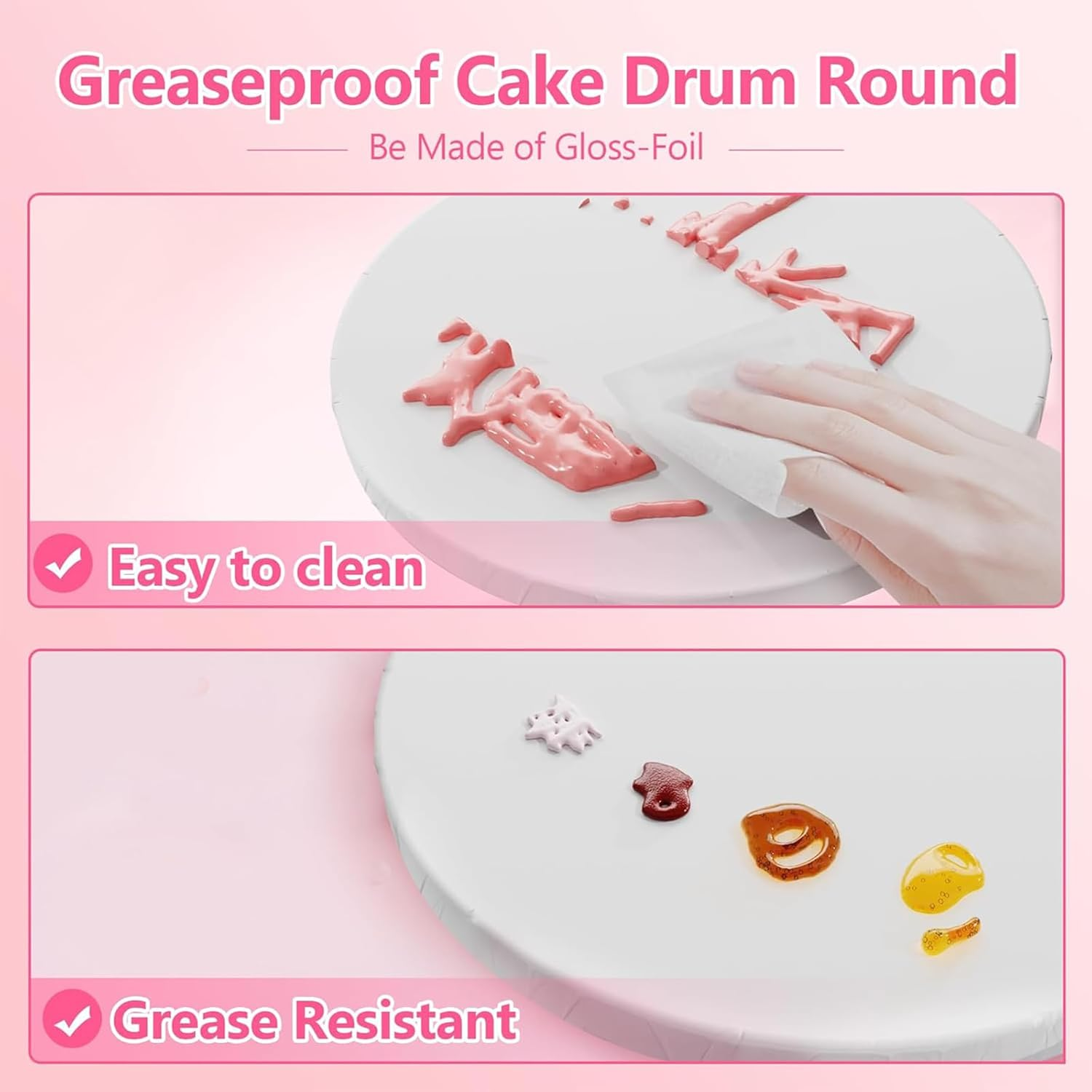 Yeanifeana 3 Pack round Cake Drums - 8/10/12 Inch Greaseproof Cake Boards, Sturdy White Cardboard Base for Tiered & Heavy Cakes image number 5