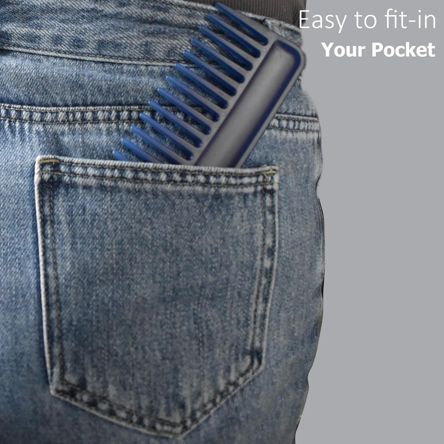 Professional Hair Comb, Streaker Texture Pocket Size Detangling Combs for All Hair Types, Women, Men, Kids, Home, Office, Car, Travel, Handbag, Gym Bag (Blue, 1) image number 5