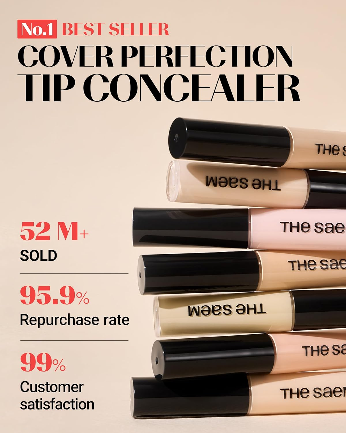 (3 Colors(1, 1.5, 2)/Set) - [The SAEM] Cover Perfection Tip Concealer SPF28 PA++ 6.5G - 3 Colours Set image number 3