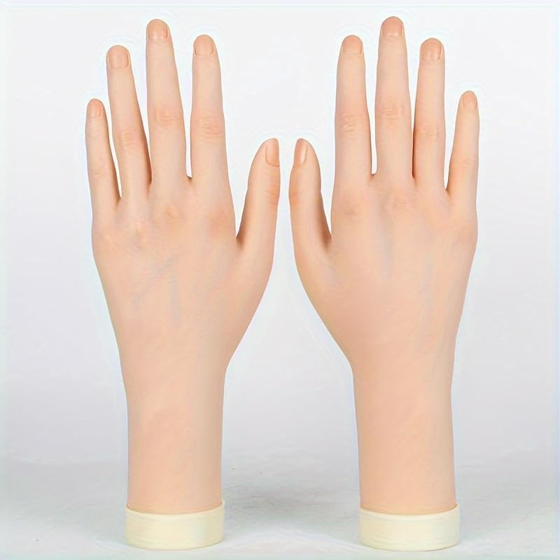 1 X Practice Nail Art Trainer Training Hand Tool Left Flexible Hand Model Flexible Display Hand Manicure Practice Prosthesis Hand for Nails - White image number 2