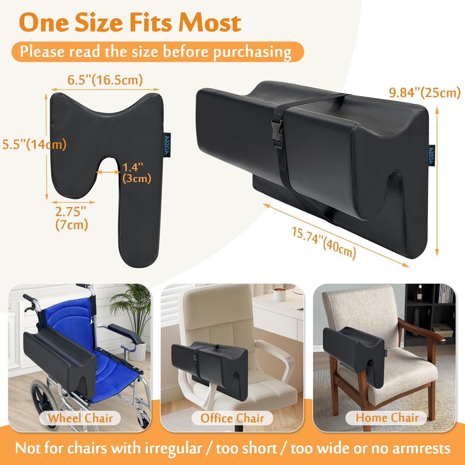 Mybow Lateral Support for Wheelchair Arm Trough, Armrest Pad Cushion Wheelchair Attachment, Wedge Bolster Positioning Arm Elbow Rest Pillow for Elderly & Stroke Patient (L-Shape) image number 3