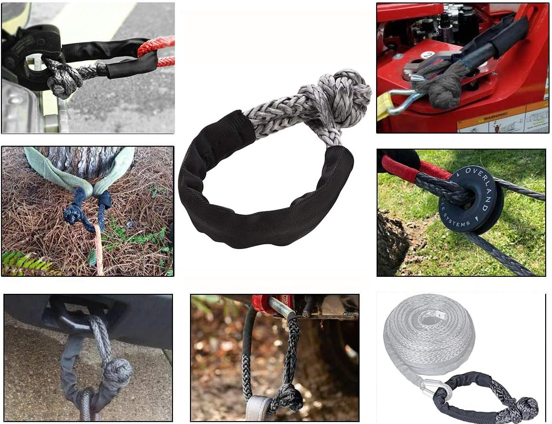 Synthetic Soft Shackle - 7/16 Inch X 22 Inch 35,000Lbs Breaking Strength, UHMWPE Rope Shackle with Protective Sleeves for Sailing SUV ATV 4X4 Truck Jeep Recovery Towing, Gray image number 4