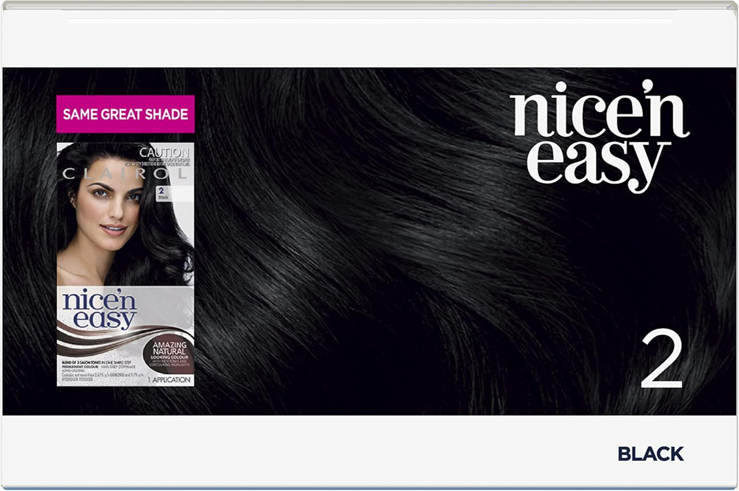 Clairol Nice 'N Easy Permanent Hair Colour 2 Natural Black, 100% Grey Coverage, Natural Looking Hair Colour image number 3