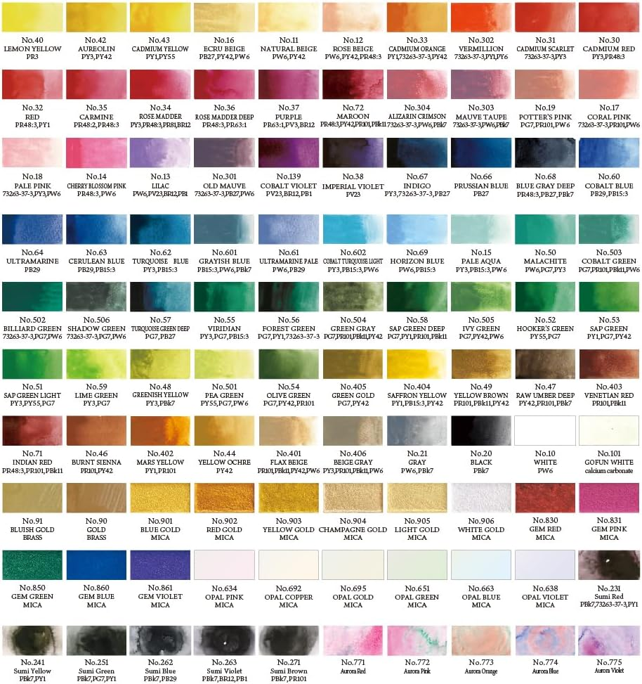 Kuretake GANSAI TAMBI 100 Colour Set, Beautiful Wooden Box, Watercolor Paint Set, Professional-Quality for Artists, Water Colors for Adult, Made in Japan MC20/100WD3 image number 3