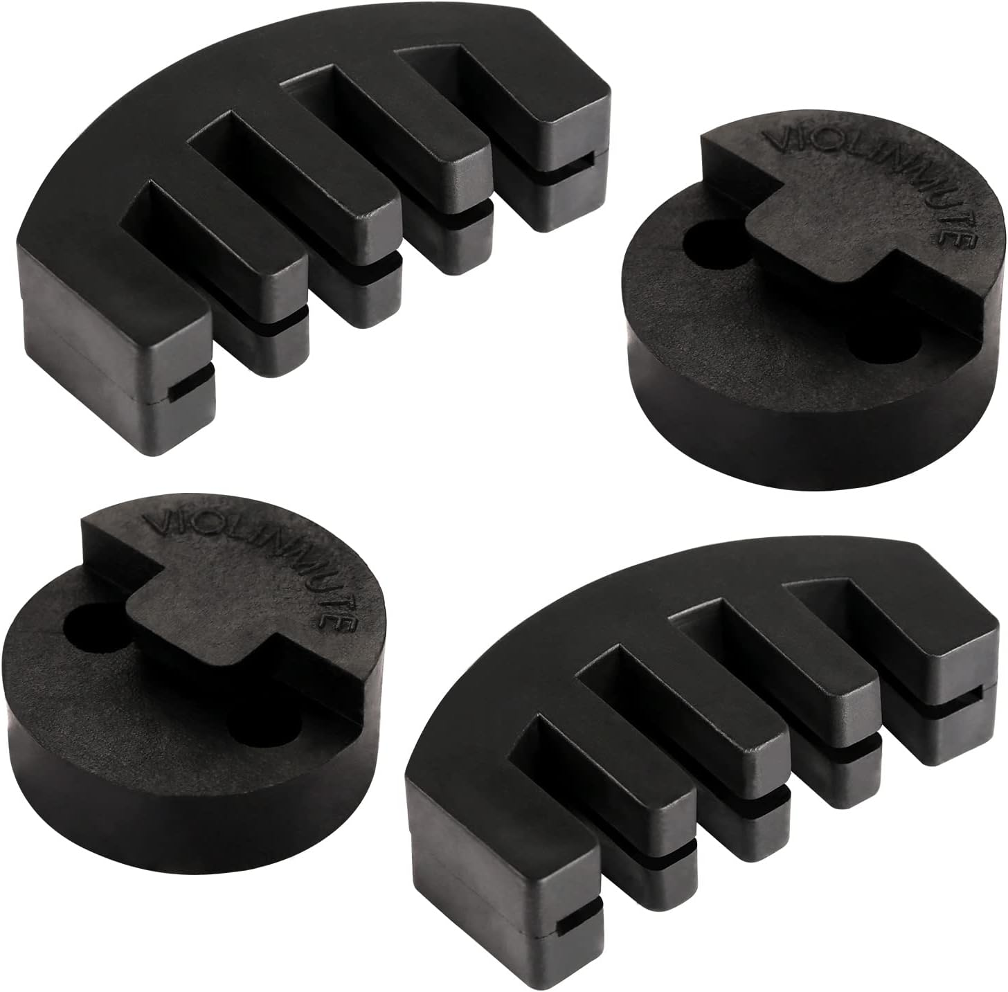 4Pcs Rubber Violin Mute, 2Pcs Claw Style & 2Pcs round Tourte Violin Mute Black Practice Mute Violin Ultra Practice Silencer for Musical Instruments image number 1