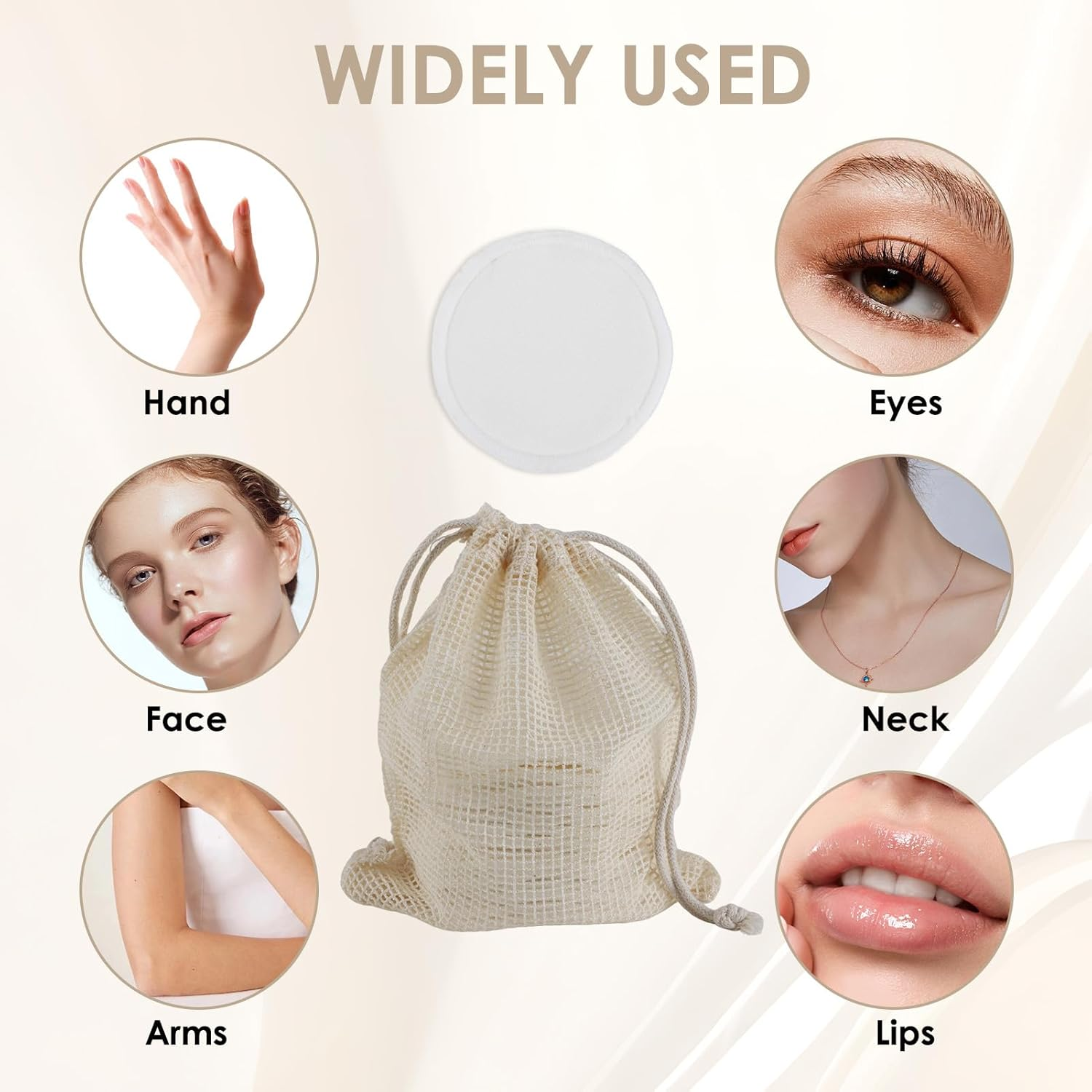 20 Pack Reusable Makeup Remover Pads, Bamboo Facial Rounds Ultra-Soft for All Skin Types, Gentle Exfoliating & Cleansing Bamboo Cotton Rounds with 2 Mesh Wash Bags, Eco-Friendly image number 3