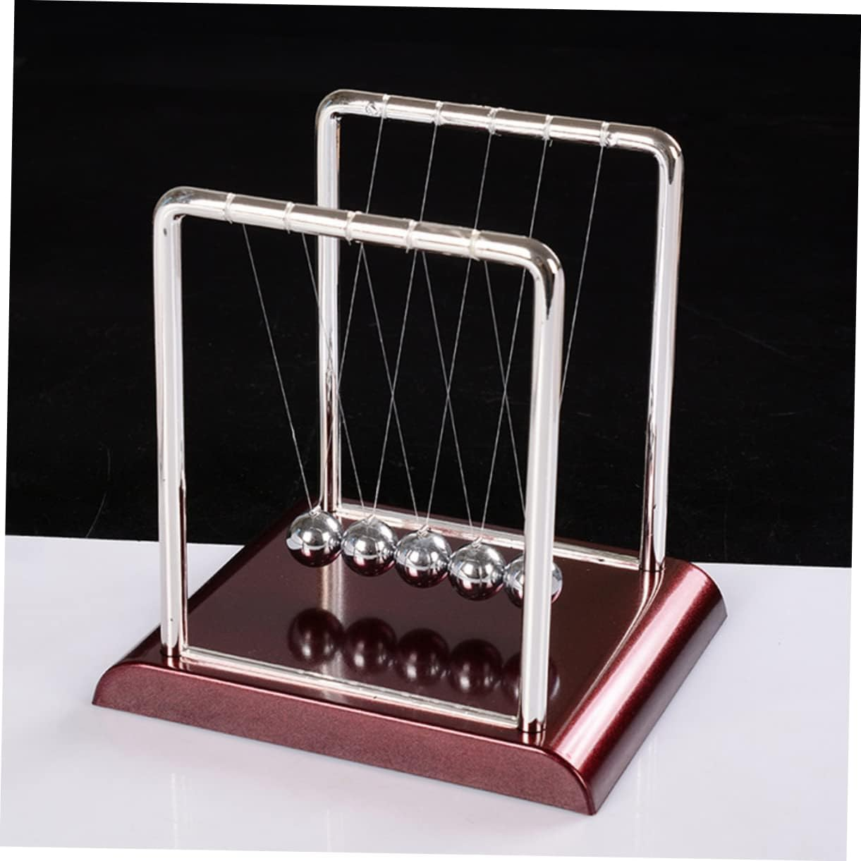 Ibasenice Pendulum Swinging Decorations - Metal Pendulum Swinging Balance Balls Newtons Cradle Balance Balls with Red Base Office Set Desk Accessories image number 6