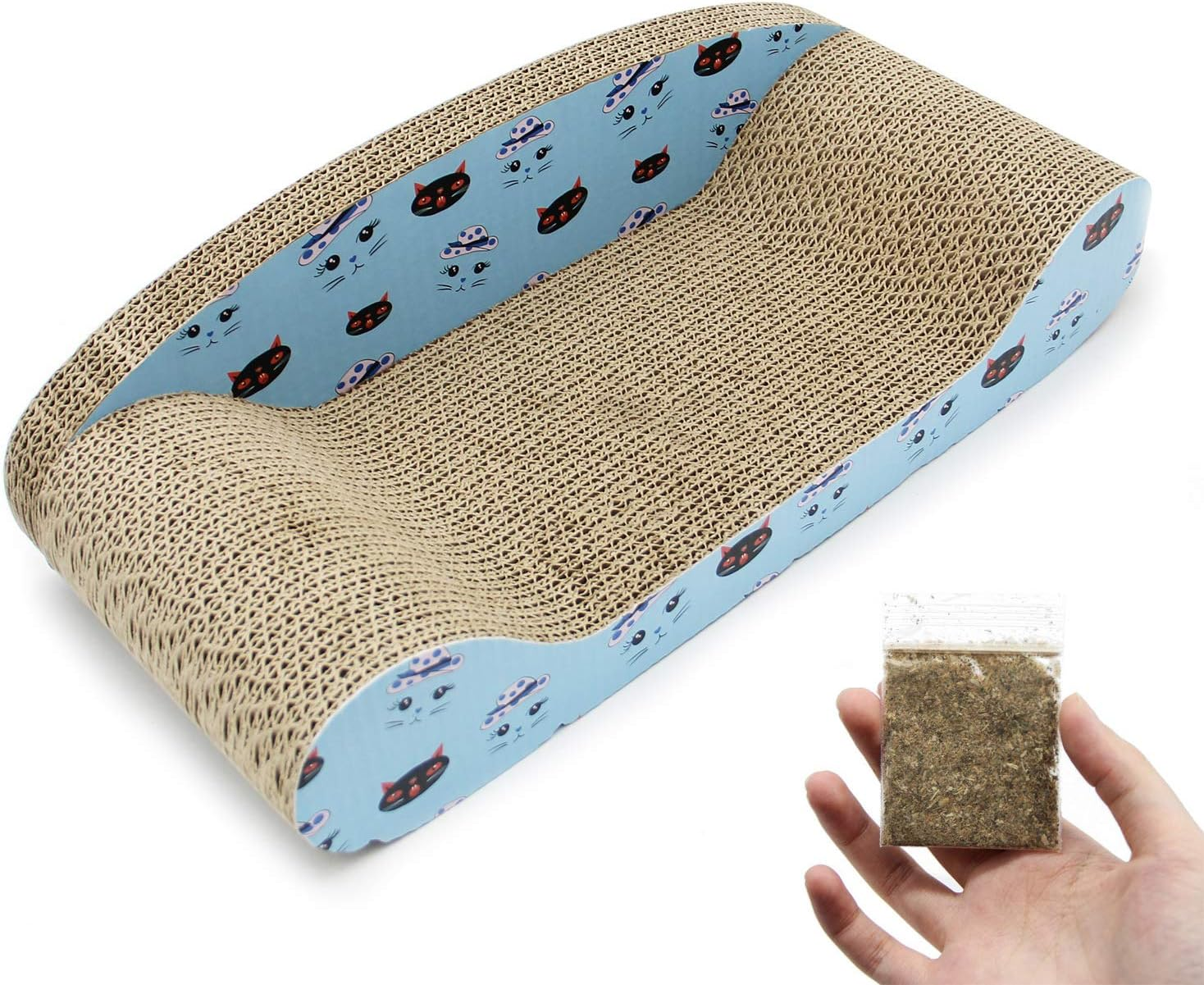 BPS BPS-10057 Cardboard Scratching Post Scraper Cat Scraper Cardboard Included Catnip Grass 2 Models Choose 50 X 22.5 X 13.5 Cm (Sofa Shape) image number 3