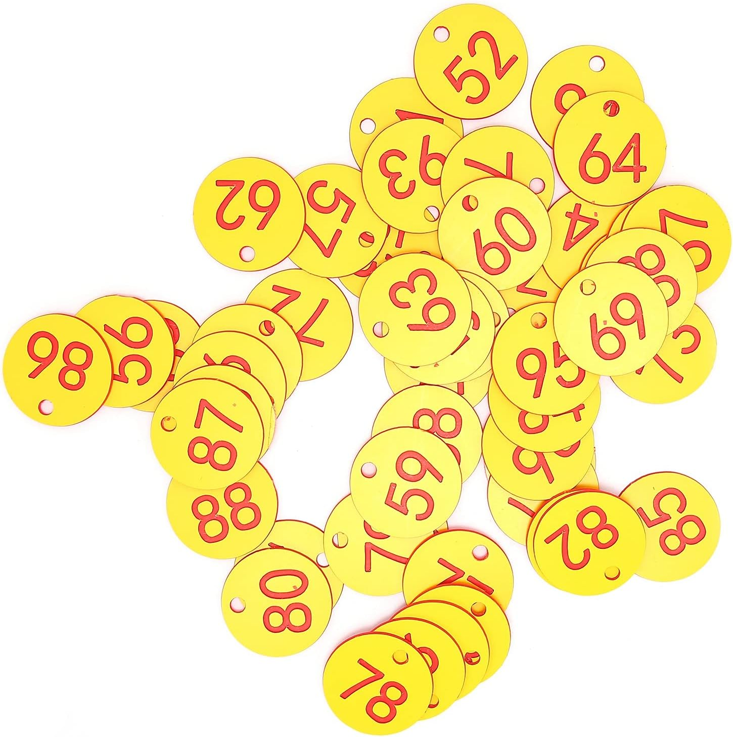 Fdit 50Pcs Beehive Marker Number Marker Perforated Number Beehive Mark with Hole Livestock Accessory Red+Yellow for Beekeeping image number 2
