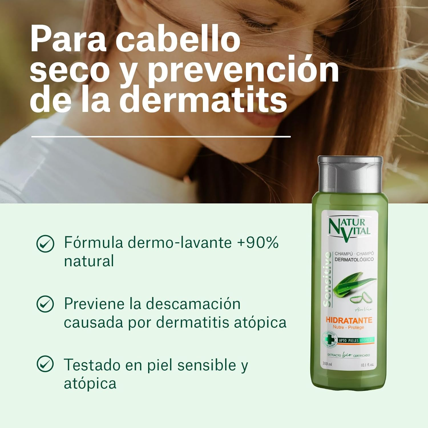 Hair Shampoo Aloe Vera - Moisturiser - 300 Ml/Natural & Organic image number 4