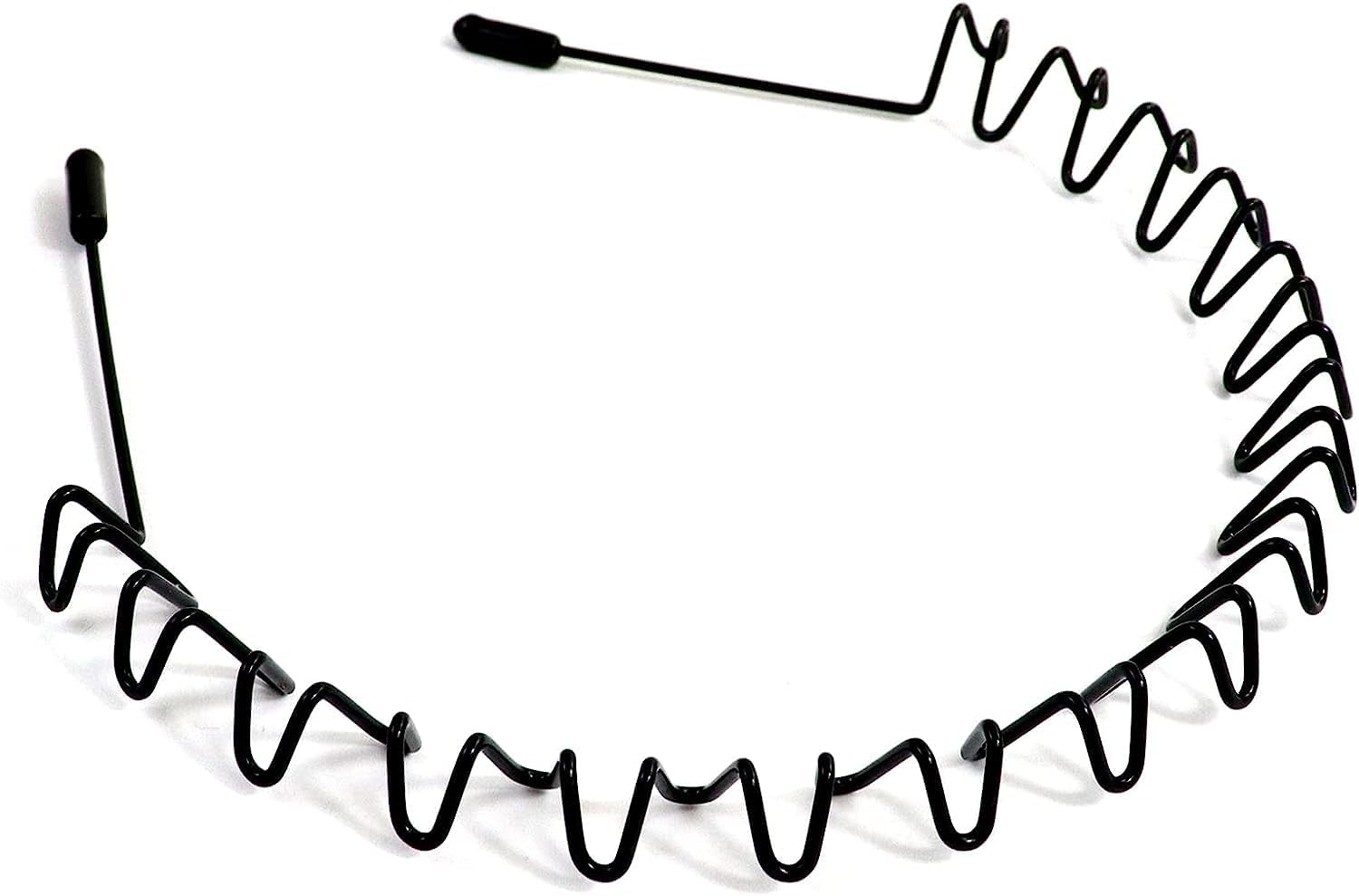 2Pcs Black Wave Elastic Headband,Non-Slip Metal Hair Hoop, Metal Headband Black Hair Hoop,Metal Headbands for Women and Men image number 3