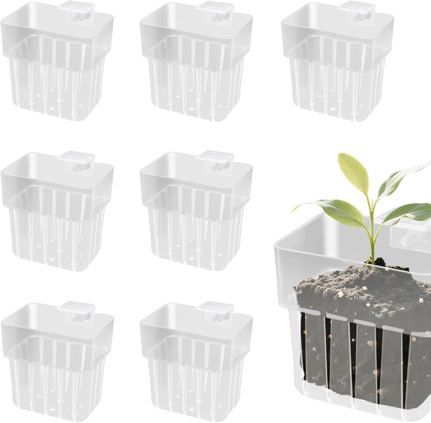 8 PCS Aquarium Plant Holder for Fish Tank, Transparent Pond Plant Baskets, Fish Tank Plant Holder for Hydroponic Cultivation and Water Feature Decoration image number 5