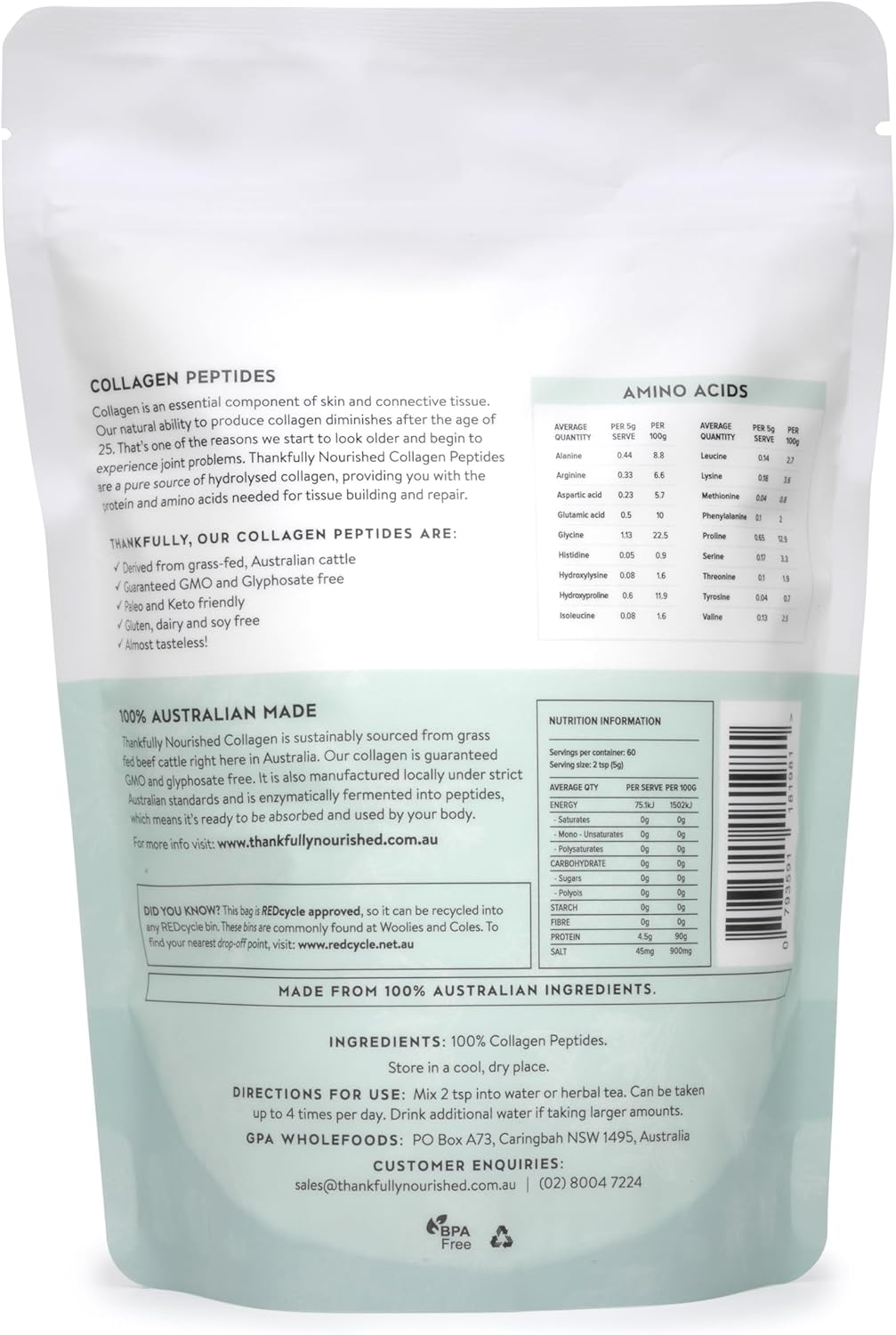 Thankfully Nourished Collagen Peptides 300G image number 2