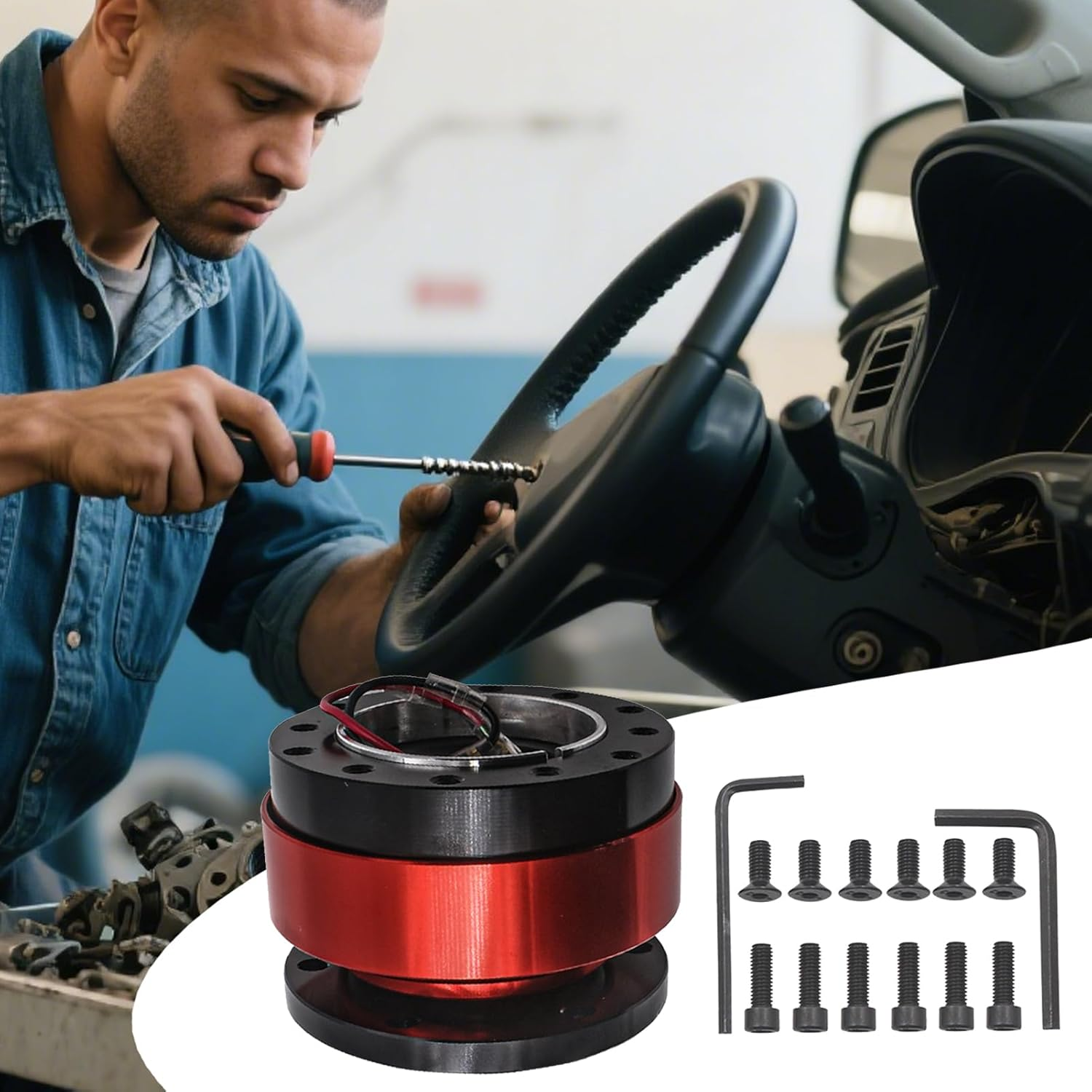 Quick Release Steering Wheel Hub, Steering Wheel Quick Release Hub Adapter, Compact Removable Small Replacement Adapter for Car Truck Boat Automotive Drift Adventure image number 2