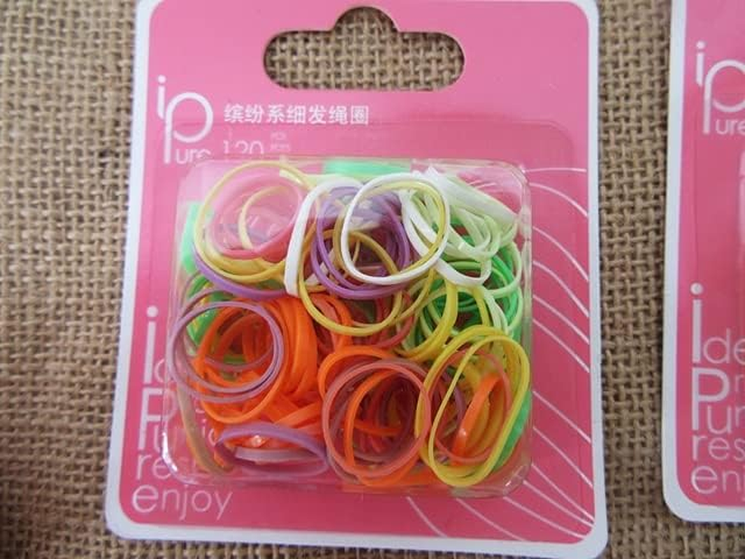6Sheetx 120Pcs Elastic Hair Bands Hair Accessory Mixed Color image number 1