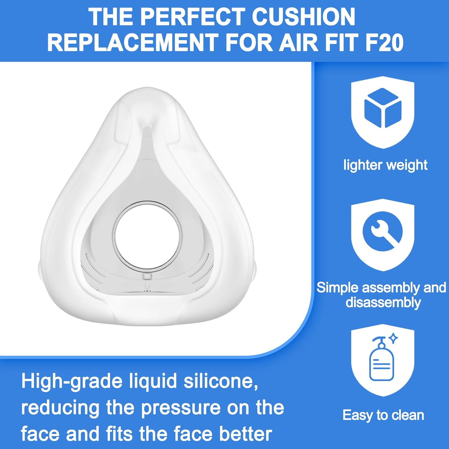2 Packs Replacement CPAP Mask (M) Compatible with Airfit F20, Reliable Seal & Softer Softer Sleep Apnea Mask, Great-Value & Durable CPAP Accessories Supplied by Airsmart (Medium) image number 2
