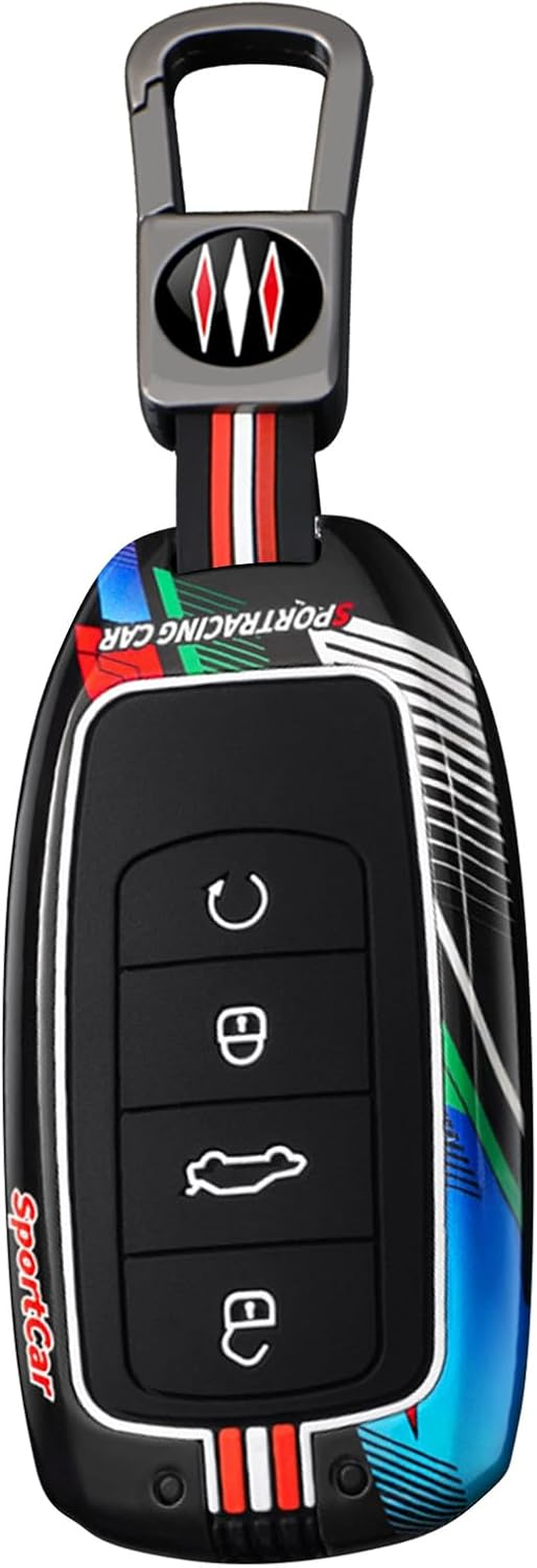 Ontto Luminous Car Key Fob Cover Fit for Chery Jaecoo J7 J8 7 Tiggo 8Plus 8 5 plus 7Pro Max Omoda 5 C5 Arrizo Key Holder Metal Smart Shell Case Keyring Keychain Auto Styling Accessories Red 3