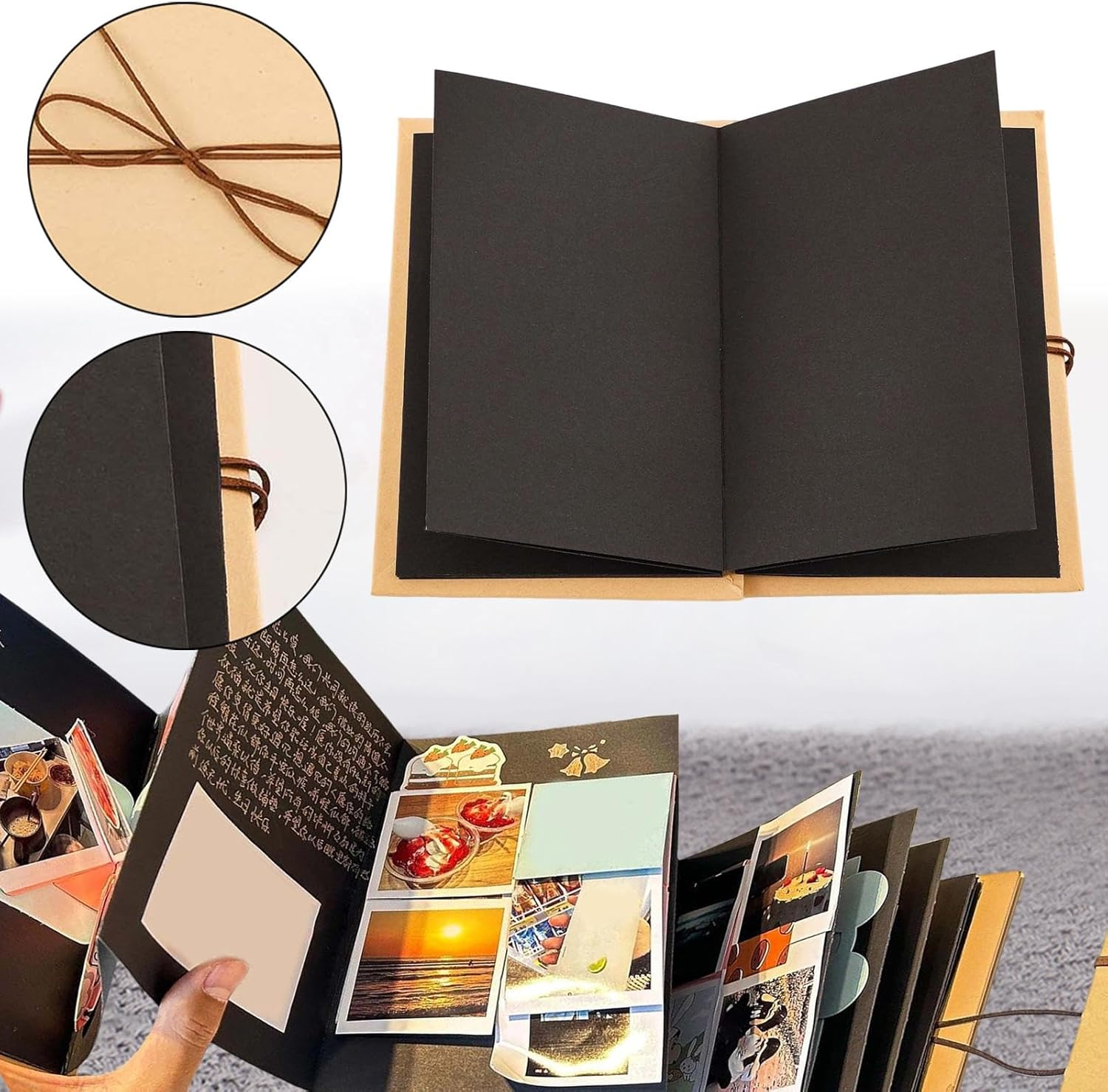Black Scrapbook, Photo Album, Adventure Book, Wedding Memory Books, Growth Scrapbooks for Travel, Large image number 2