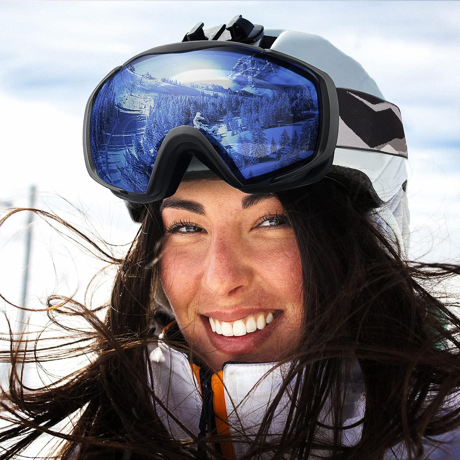 Outdoormaster Ski Goggles with Cover Snowboard Snow Goggles OTG Anti-Fog -100% UV Protection