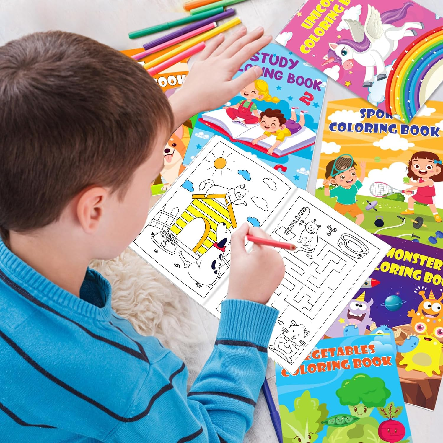 Lionoble 24 Pack Coloring Books for Kids Ages 4-8, Small Coloring Books for Kids Party Favors Bulk Birthday Gifts Goodie Bags Stuffers Classroom Activity Includes Animals Mermaid Dinosaur image number 3