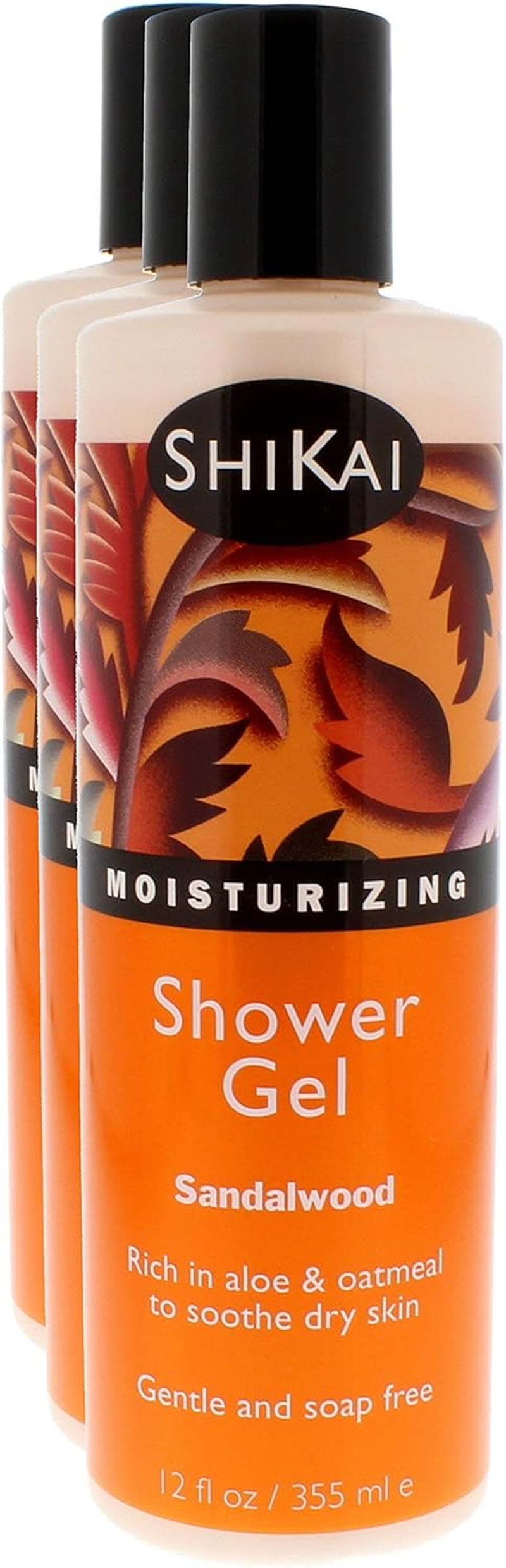 Shikai Daily Moisturizing Shower Gel (Sandalwood, 12Oz, Pack of 3) | Gentle Formula | Aloe Vera & Oatmeal for Soft, Healthy Skin | Dry Skin Relief image number 4