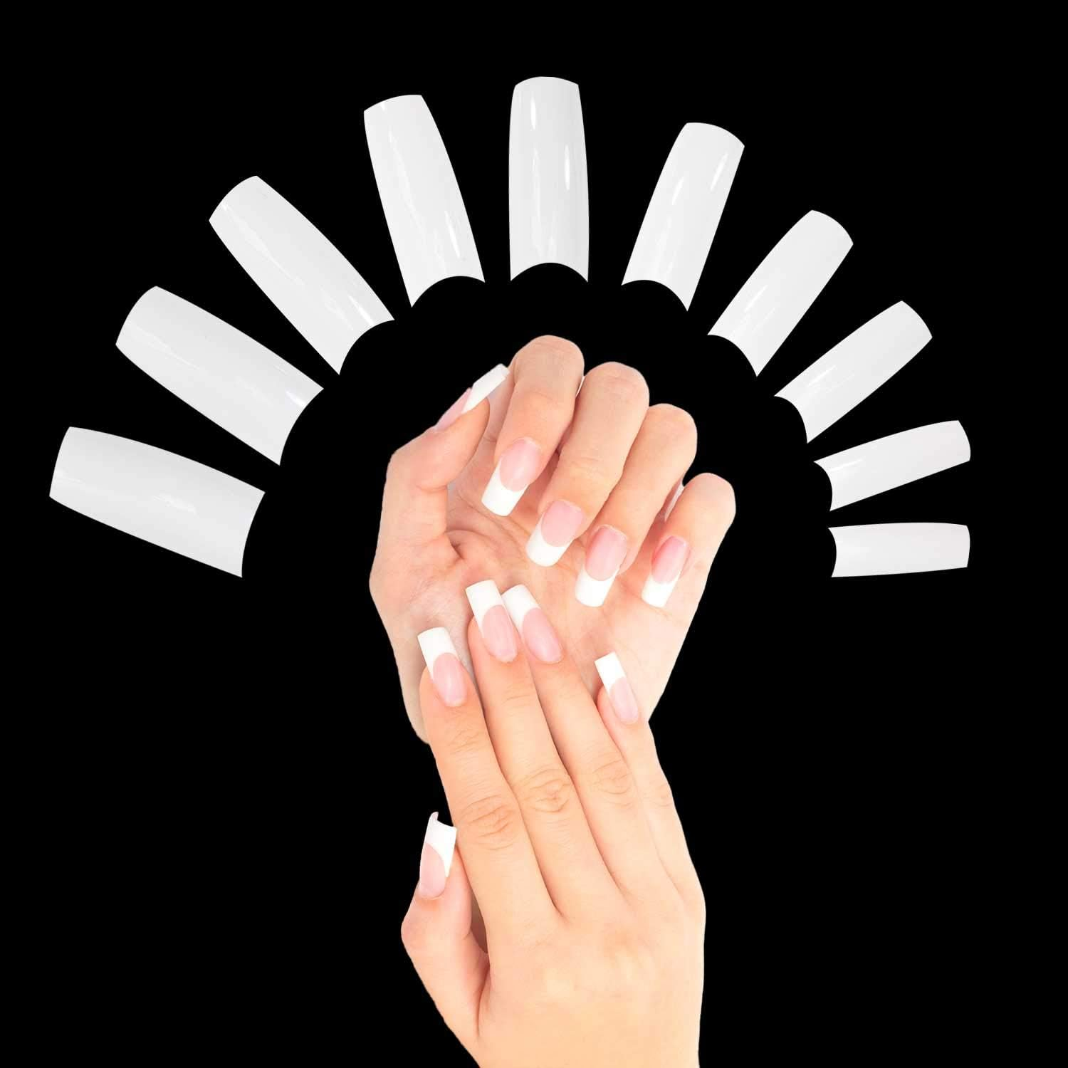 TRIXES 500 White French False Acrylic Nail Art Tips Gel Makeup image number 1