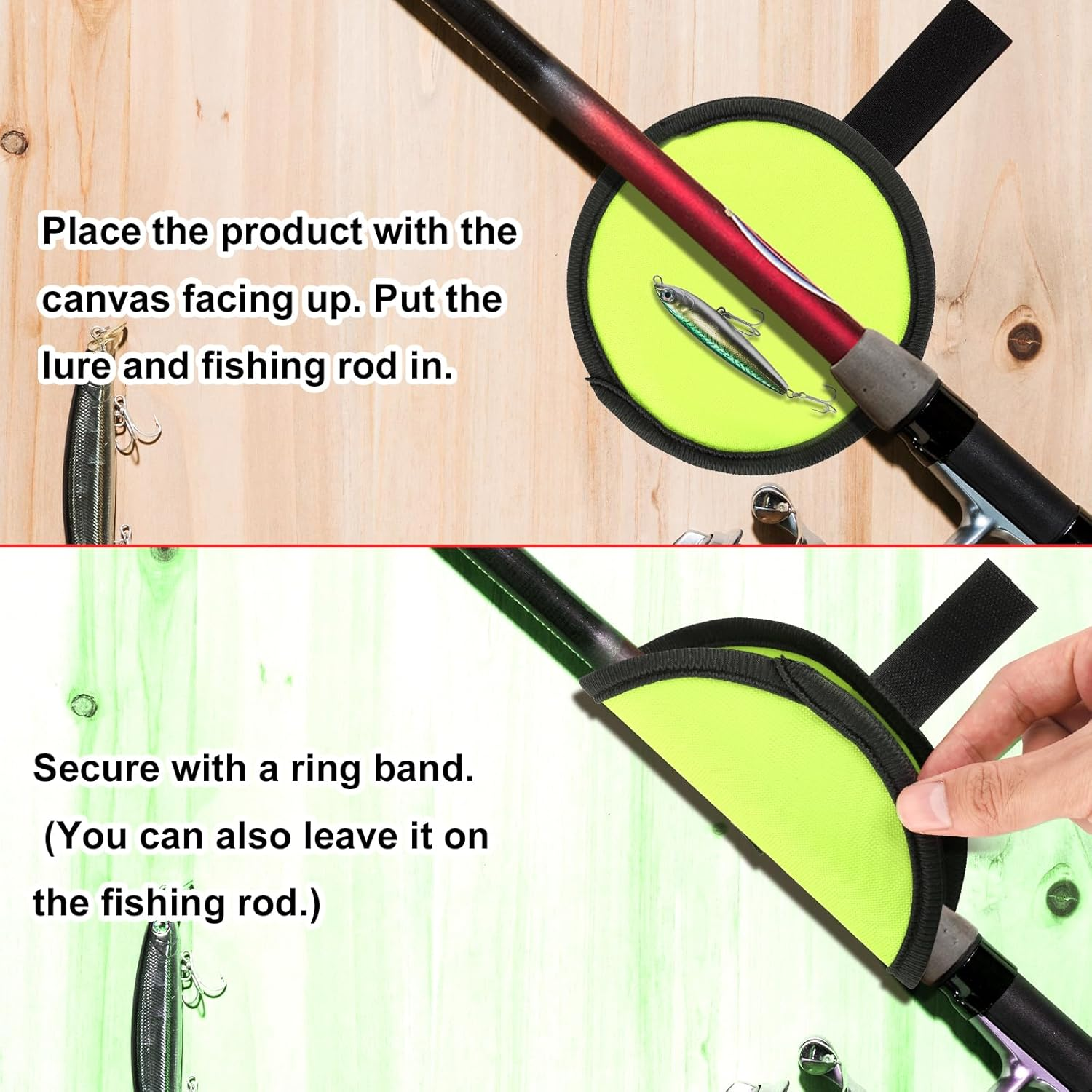6Pcs Lure Wrap, 5.9 Inch Fishing Lure Covers Bait Gloves Fish Hook Storage Protectors Pole Sleeve Guard to Keep Fishermen Fishing Safe for Fishing Rod (Green) image number 5
