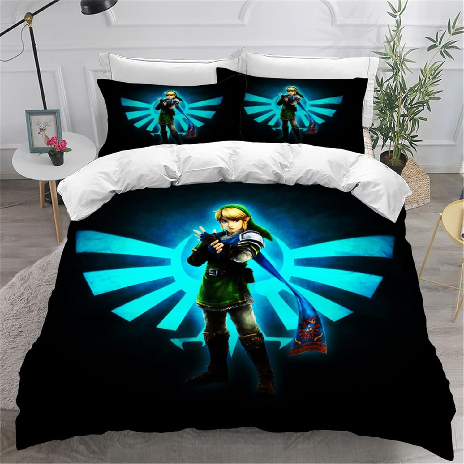 3 Pieces the Legend of Zelda Duvet Cover Set Lightweight Bedding Set for Kids Teen All Season Duvet Cover Zipper Closure