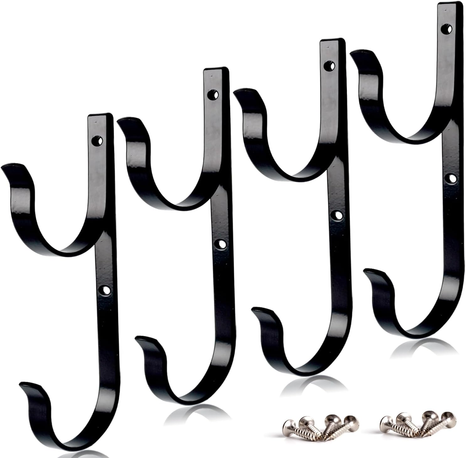 2 Pcs Set Pool Pole Hangers Heavy Duty Black Aluminium Holder with Screws Perfect Hooks for Swimming Pool Telescopic Poles Skimmers Nets Brushes Vacuum Hose Garden Equipment Outdoor Supplies image number 5