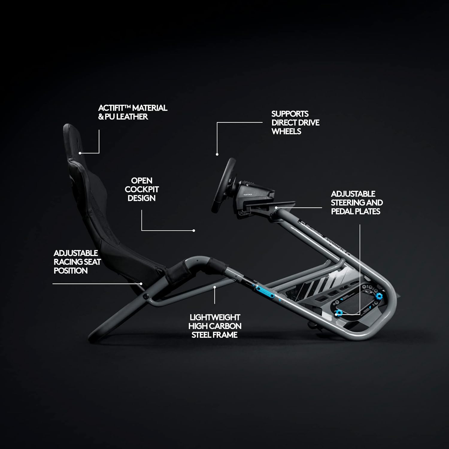 Playseat Trophy - Logitech G Edition Sim Racing Cockpit | Fully Adjustable | Supports All Direct Drive Steering Wheels | Lightweight & Robust | Absolute Comfort | Actifit image number 3