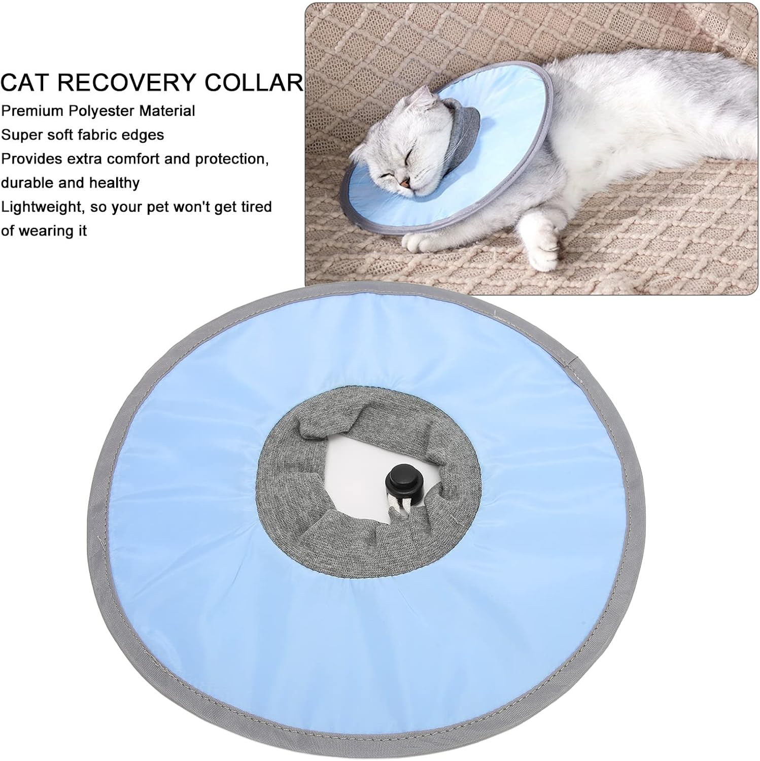 Cat Recovery Collar Waterproof Adjustable Prevent Licking Protective Pet Elizabeth Collar for Post Surgery Better Fit the Cat'S Neck and Reduce the Possibility of Falling off (Liyjtkmdfqkunj-12) image number 6