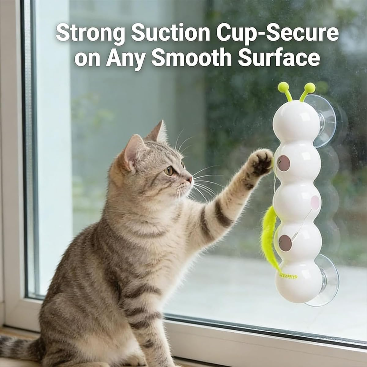 Whack a Worm Post Cat Toy, Whirlie Fun Smart Motion Paw Worm Cats Toys with Worms Design, Whack a Worms Post Cat Toys with Suction Cup for Indoor Cats (1PC) image number 5